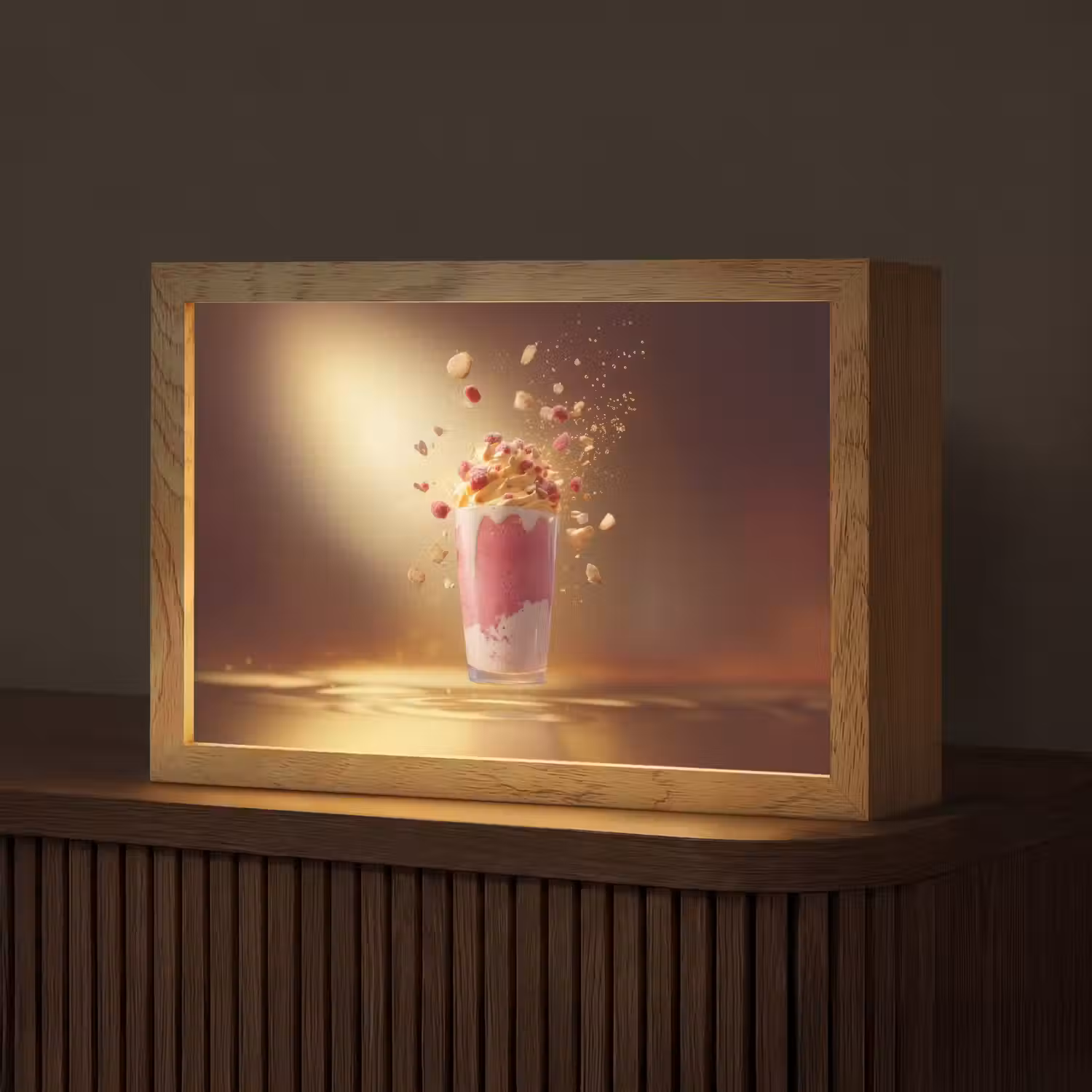 Framboos - Smoothie - Drinken - Roze Light Box met kabel (Tafellamp) klein -z3d_website
