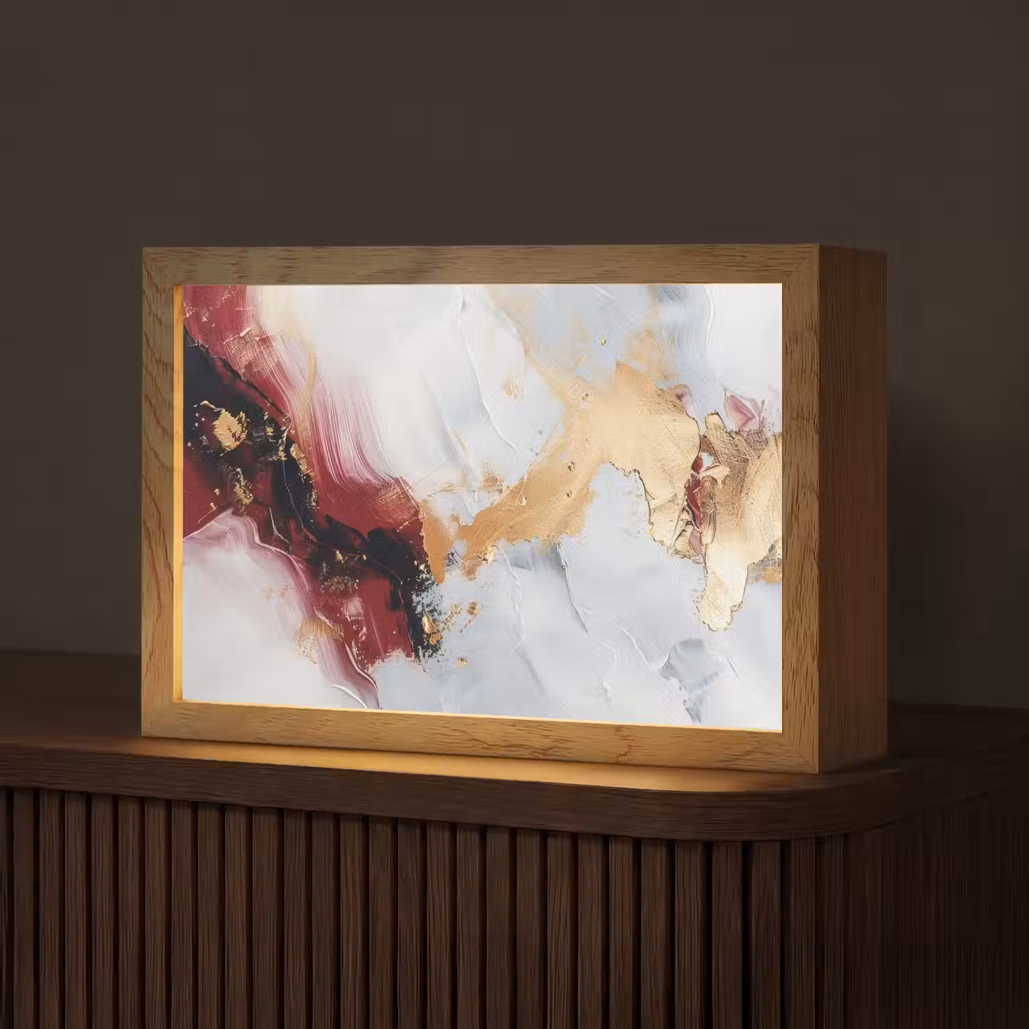 Rood - Abstract - Goud - Modern Light Box met kabel (Tafellamp) klein -z3d_website