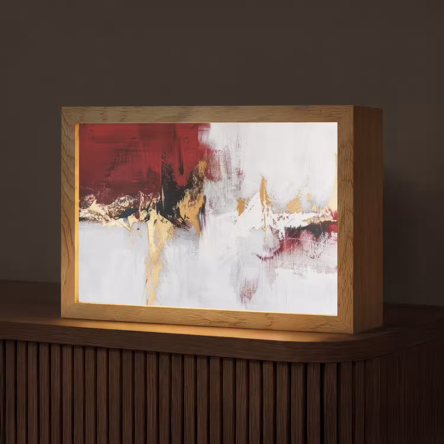 Rood - Marmer - Abstract - Goud - Modern Light Box met kabel (Tafellamp) klein -z3d_website