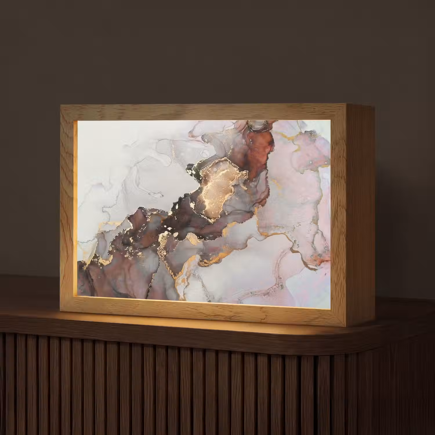 Rood - Marmer - Goud Light Box met kabel (Tafellamp) klein -z3d_website