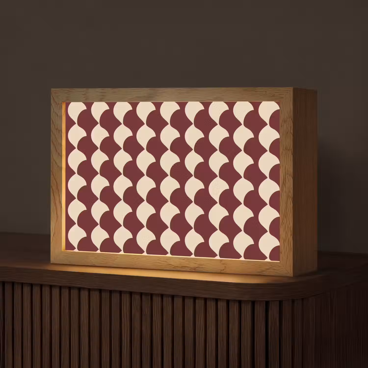 Rood - Tegelpatroon - Crème Light Box met kabel (Tafellamp) klein 924 -z3d_website