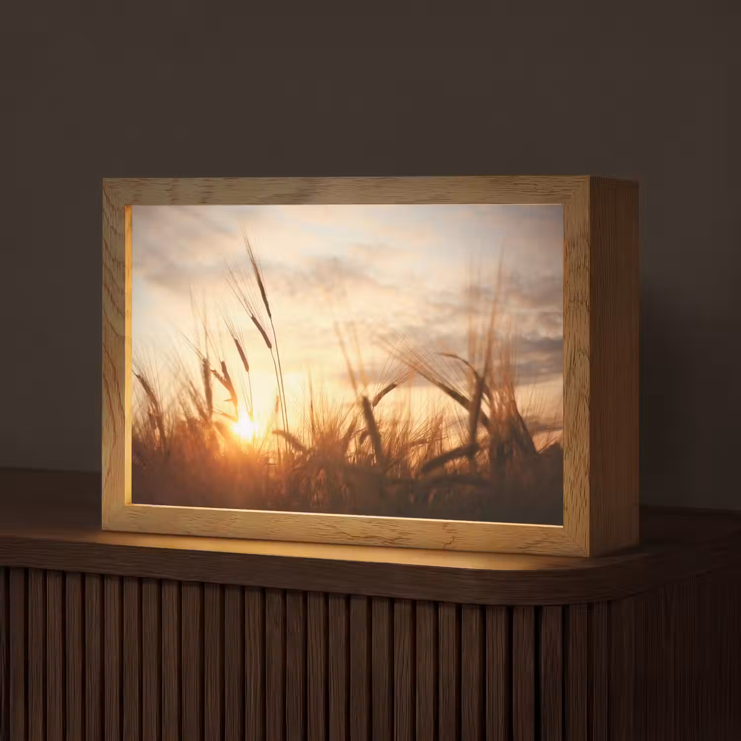Riet - Gras - Zonsondergang - Natuur - Horizon Light Box met kabel (Tafellamp) klein -z3d_website