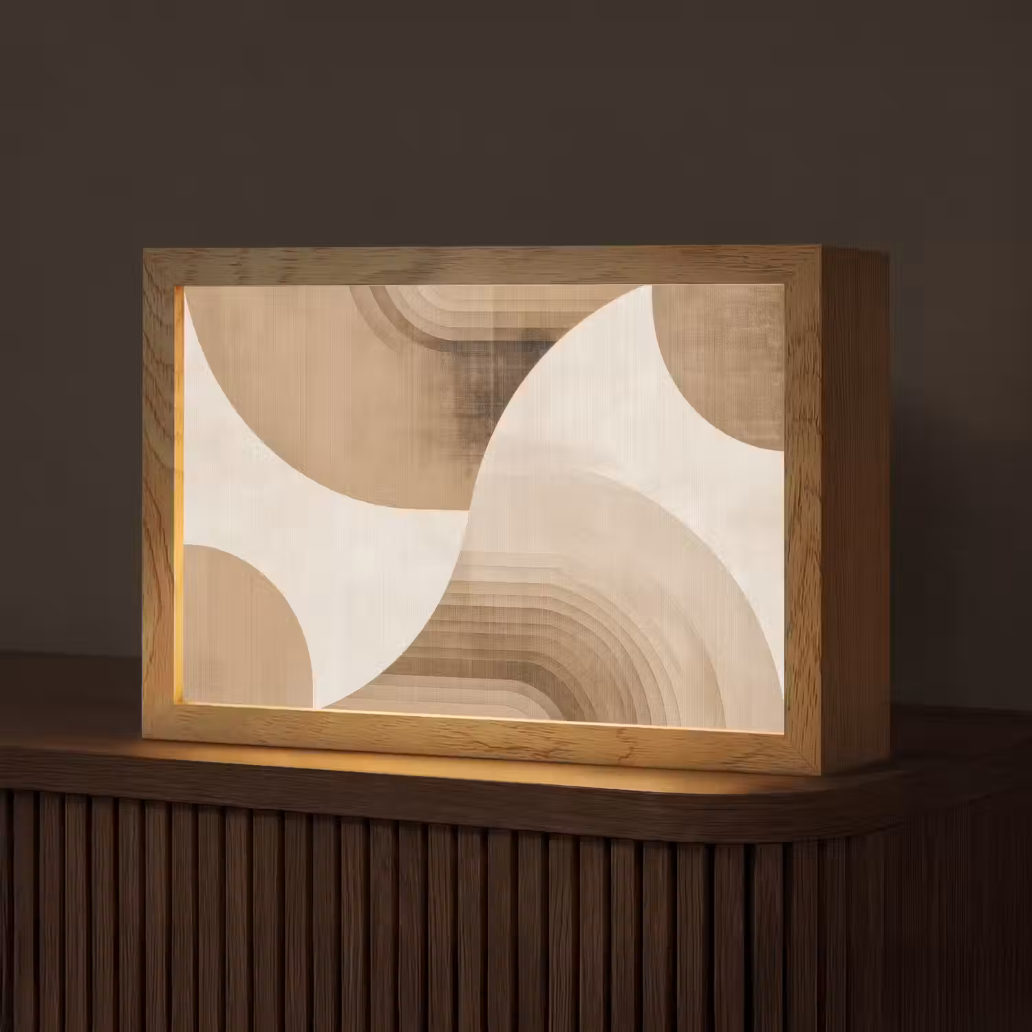 Retro - Geometrische lagen - Aardetinten Light Box met kabel (Tafellamp) klein -z3d_website