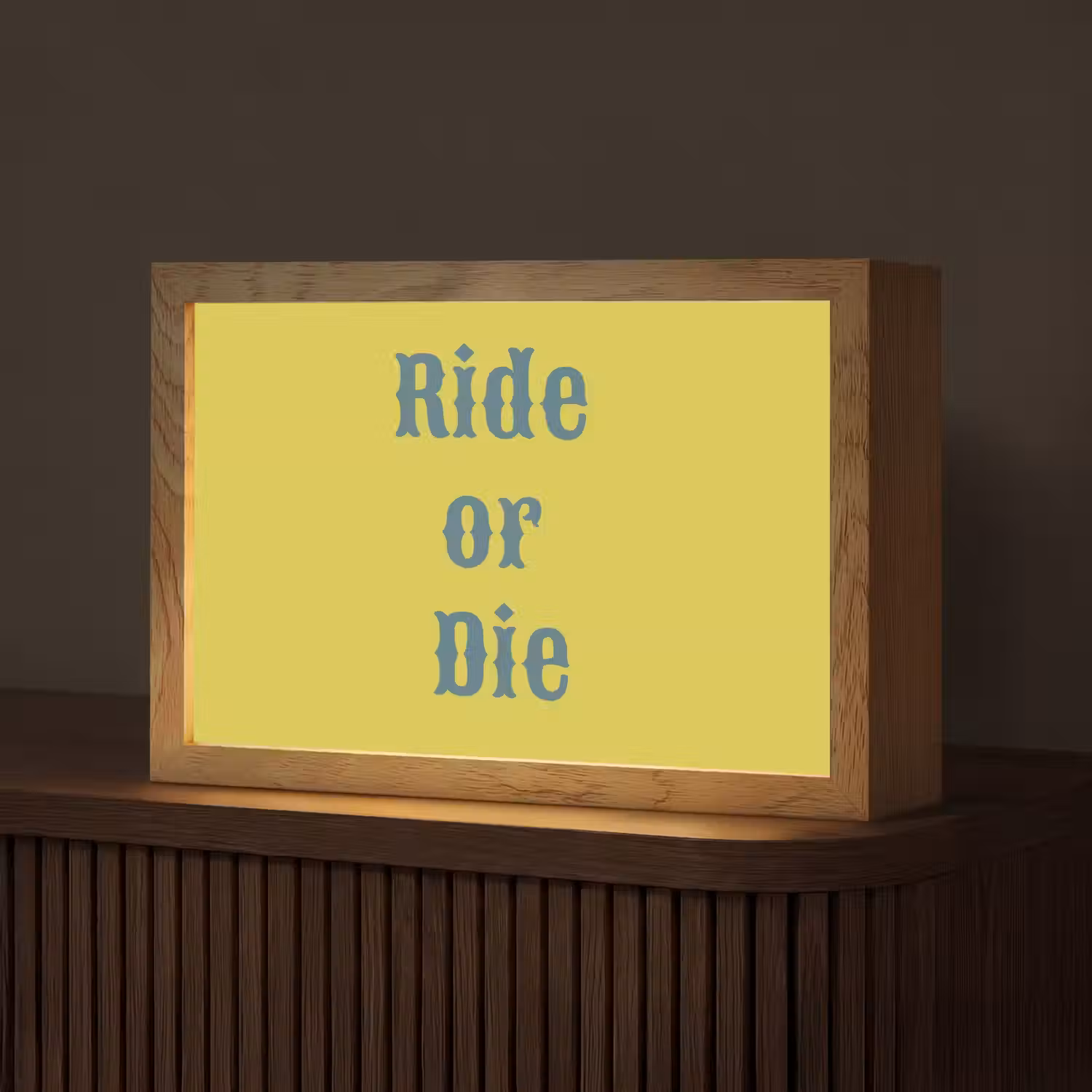 Ride or die - Geel - Blauw Light Box met kabel (Tafellamp) klein -z3d_website