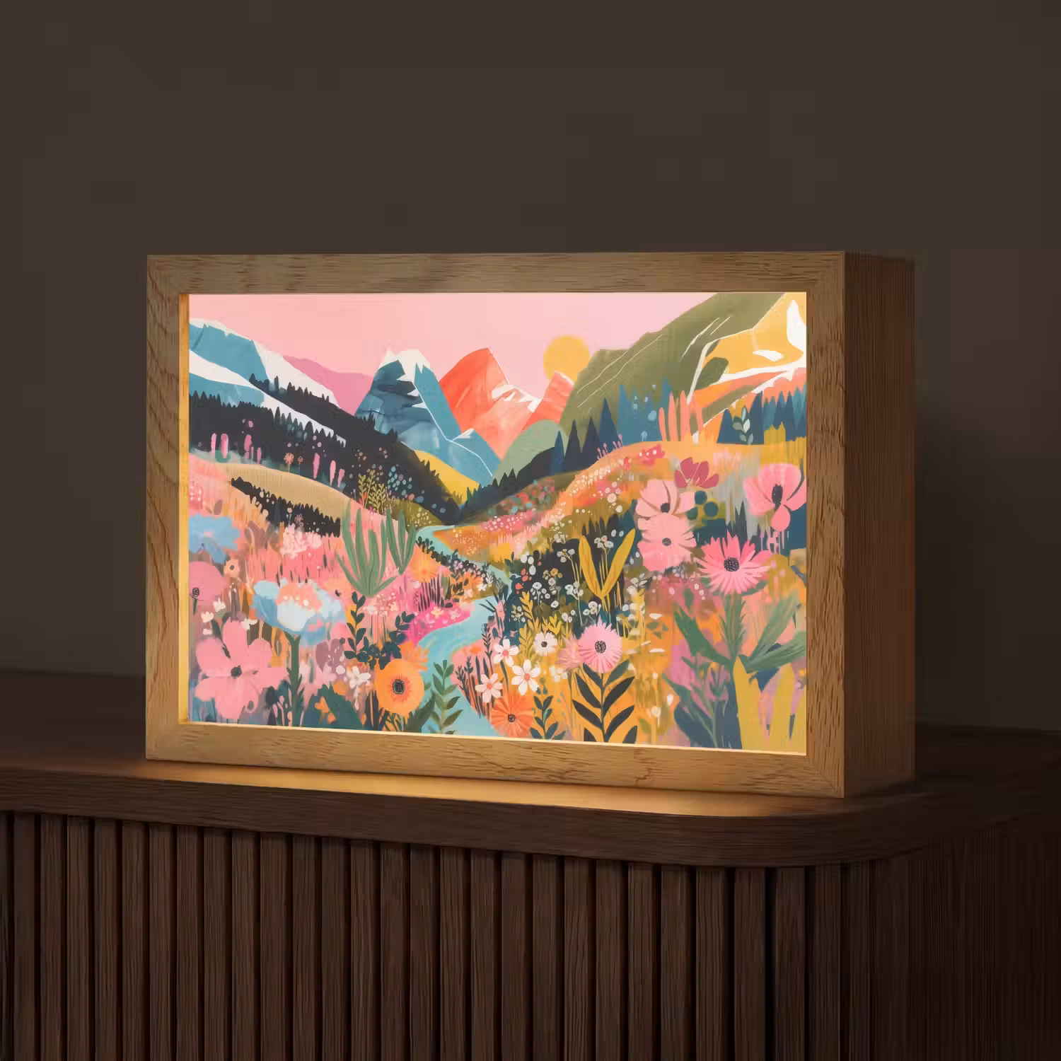 Rivier - Diepte - Bloemen Light Box met kabel (Tafellamp) klein -z3d_website