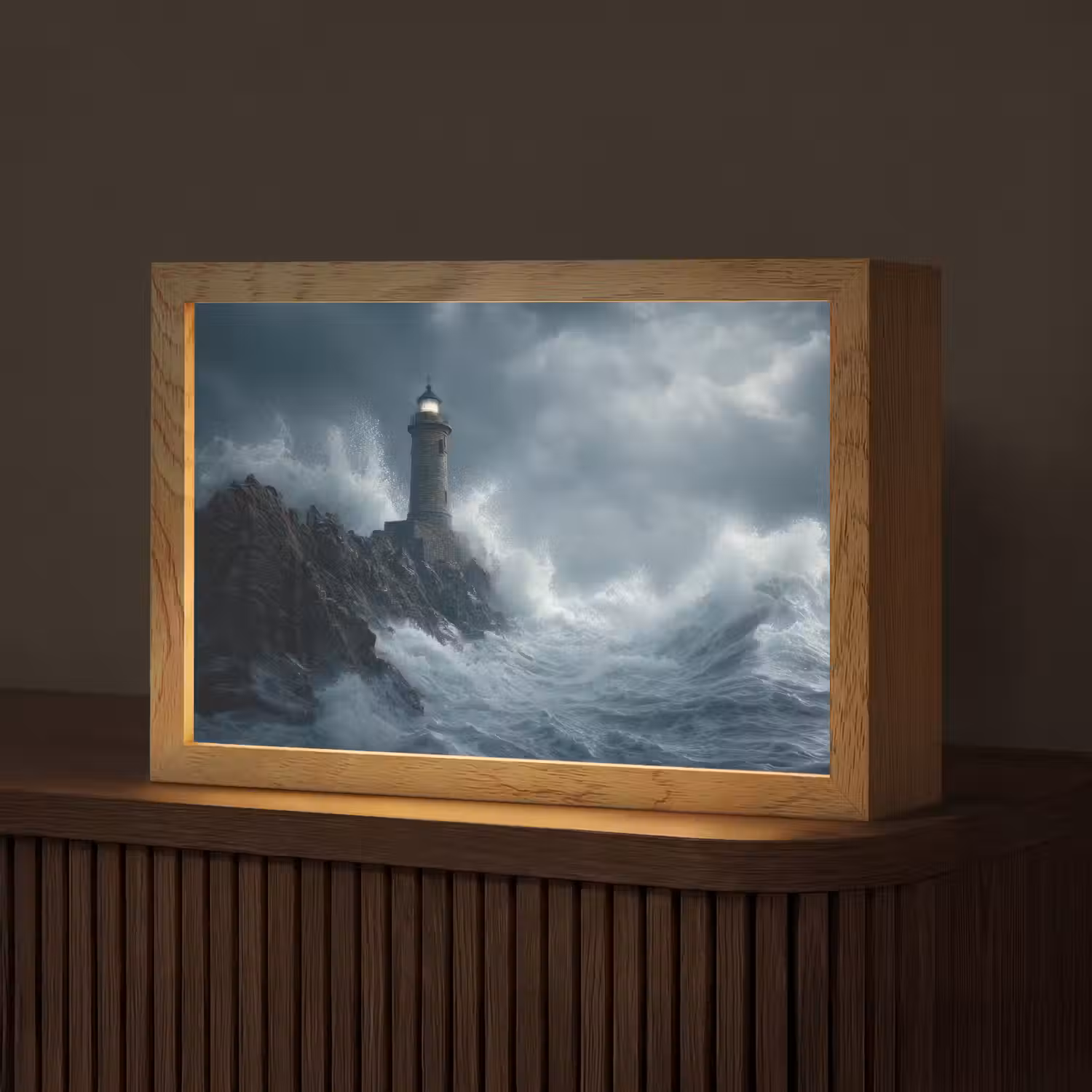 Rotsen - Vuurtoren - Golven - Klliffen Light Box met kabel (Tafellamp) klein -z3d_website