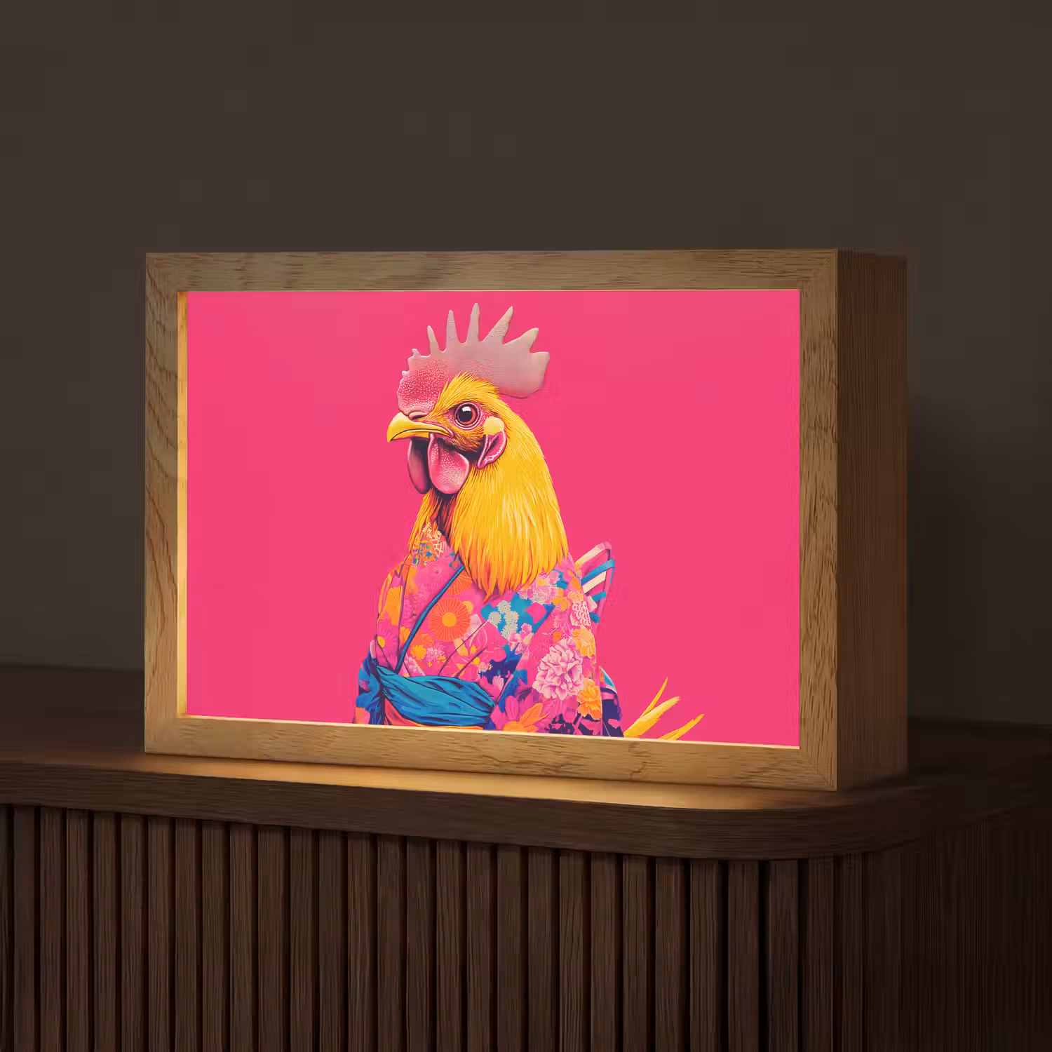 Haan - Kleurrijk - Kimono - Roze Light Box met kabel (Tafellamp) klein -z3d_website