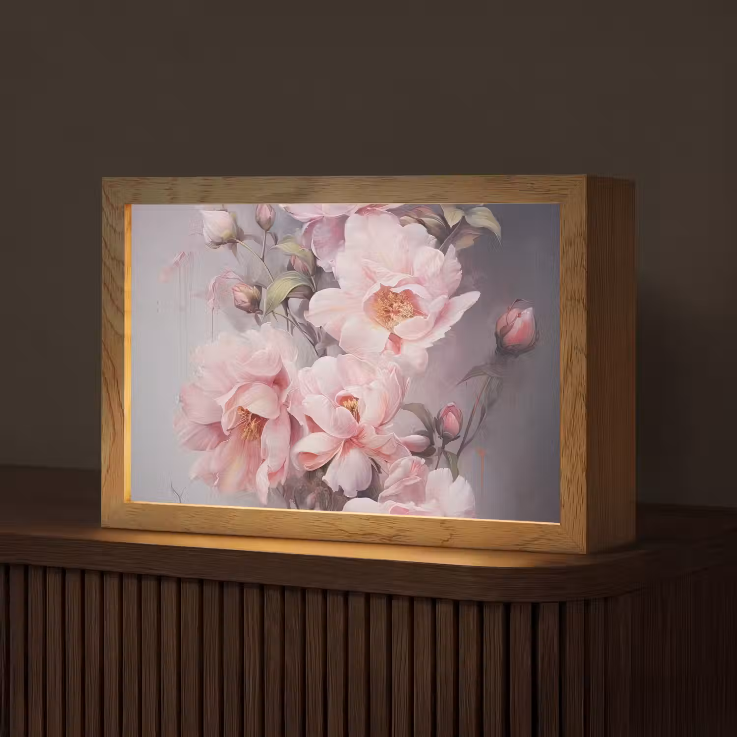 Rozen - Bloemen - Roze - Kunst - Watercolor Light Box met kabel (Tafellamp) klein -z3d_website