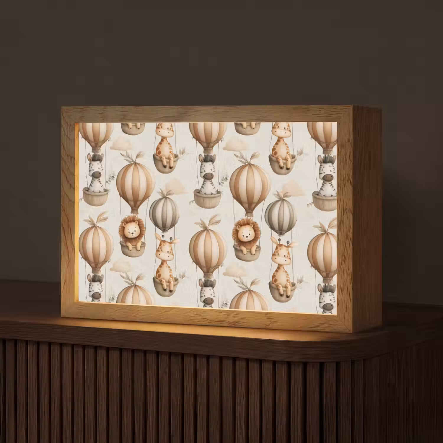 Safari - Luchtballonen - Taupe Light Box met kabel (Tafellamp) klein 924 -z3d_website