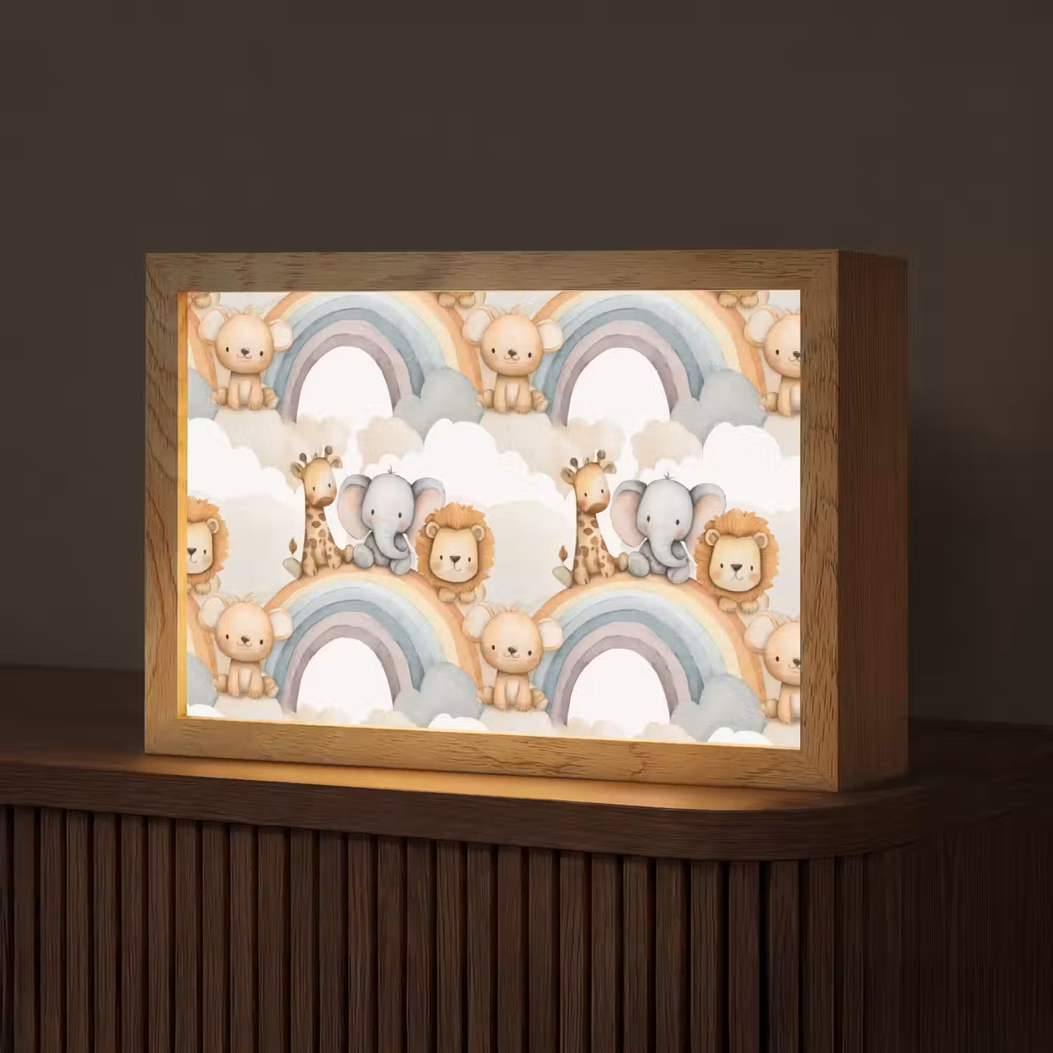 Safari - Regenboog - Kleurrijk Light Box met kabel (Tafellamp) klein 924 -z3d_website