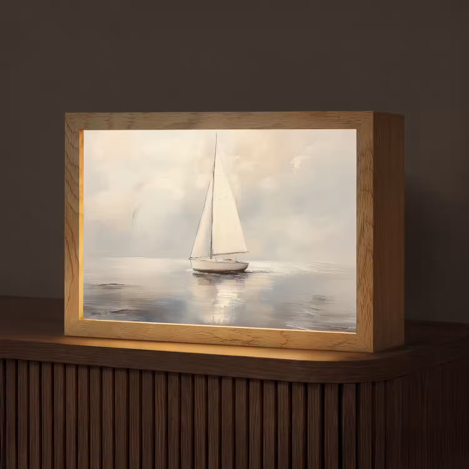 Zeilschip - Zee - Bewolkt Light Box met kabel (Tafellamp) klein -z3d_website