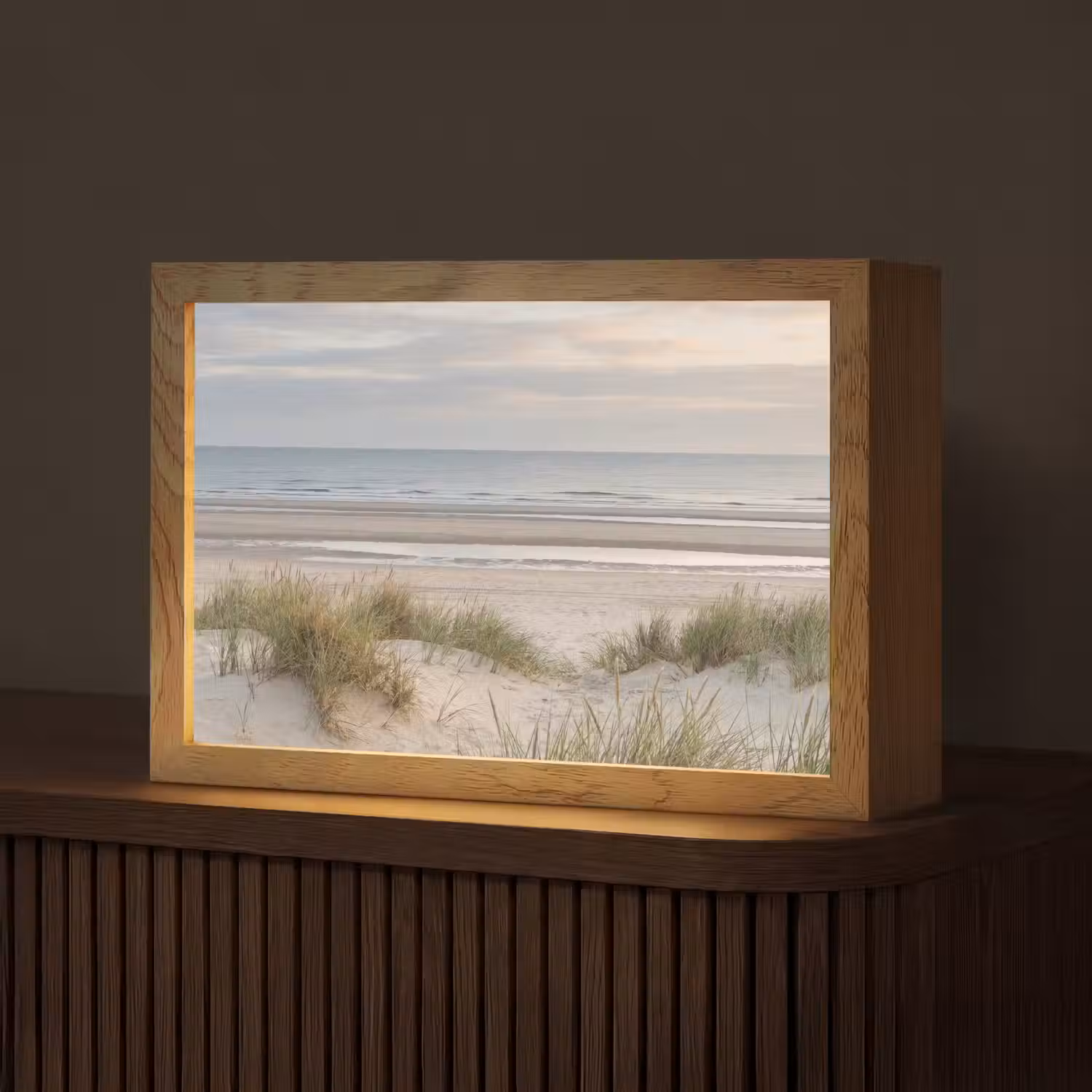 Zandstrand - Bewolkt - Duinen Light Box met kabel (Tafellamp) klein -z3d_website