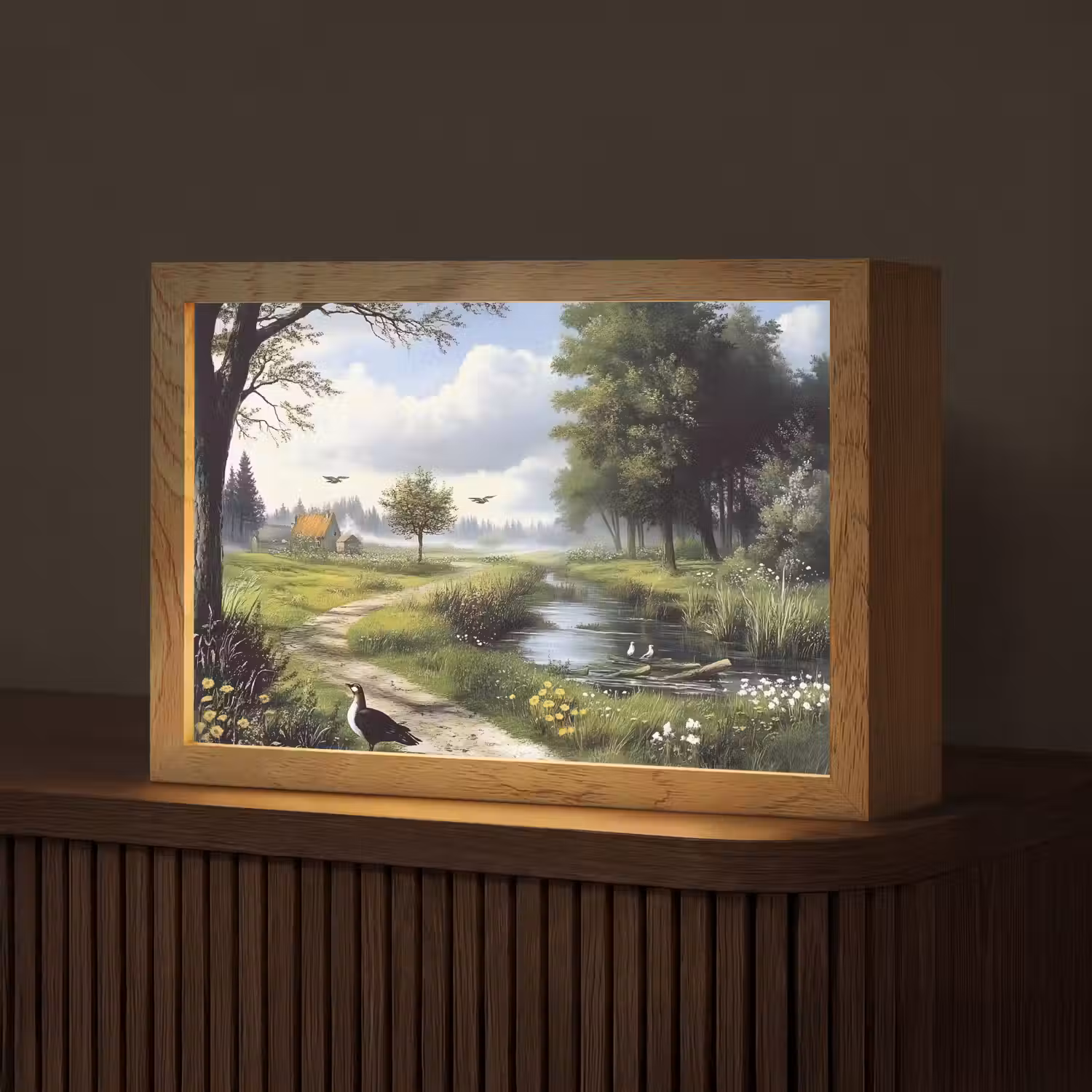 Zandpad - Groen landschap - Water Light Box met kabel (Tafellamp) klein -z3d_website