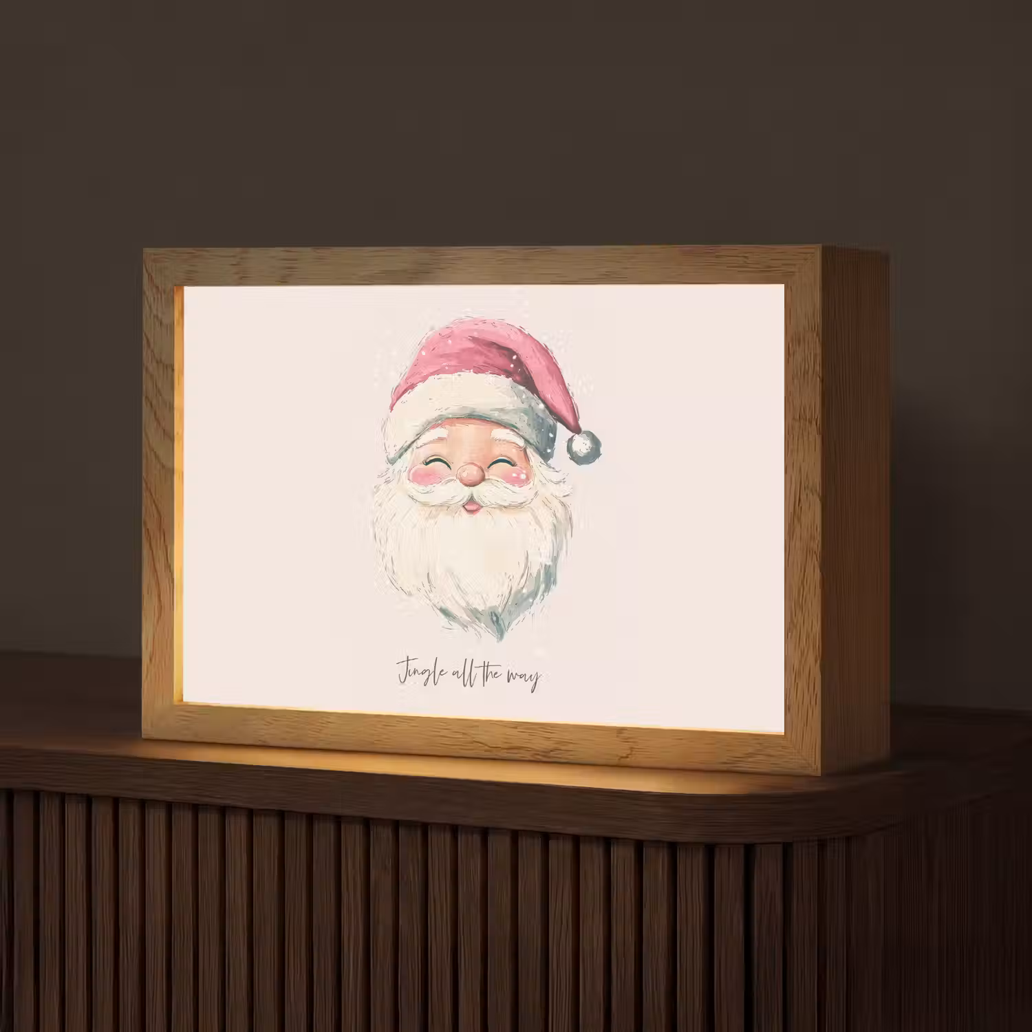 Kerstman - Kerst - Quote - Beige Light Box met kabel (Tafellamp) klein -z3d_website
