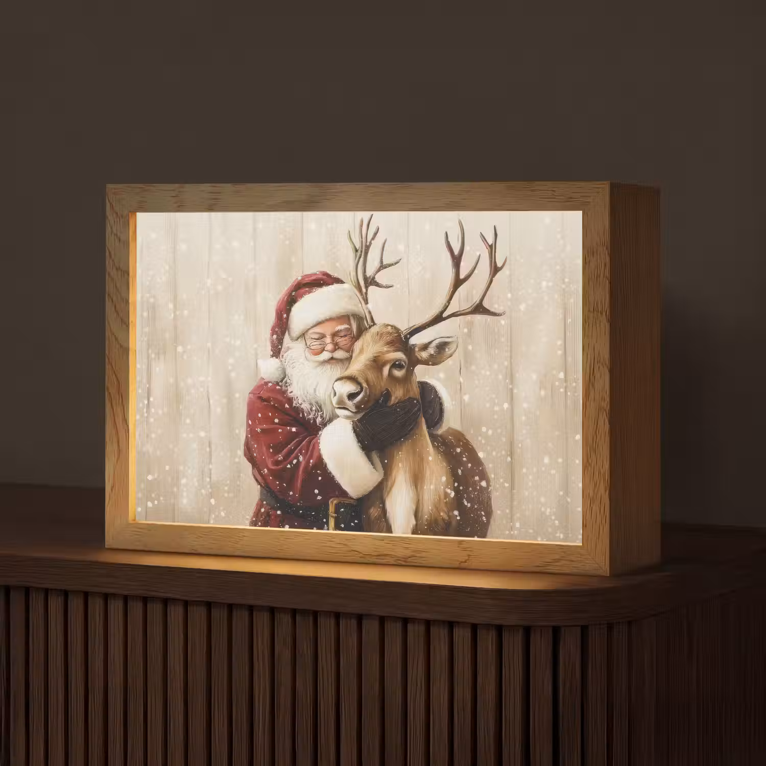 Kerstman - Rendier - Sneeuw - Kleurrijk Light Box met kabel (Tafellamp) klein -z3d_website