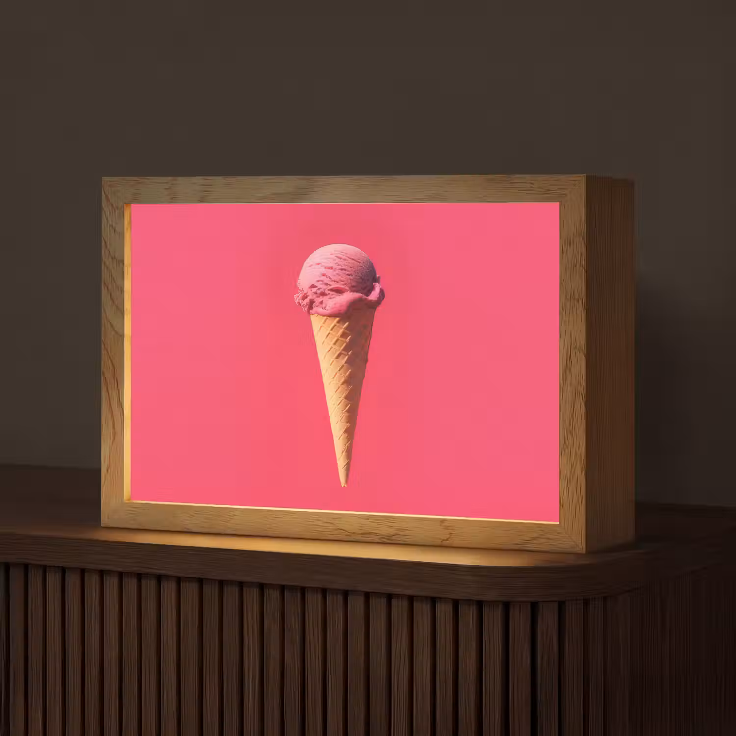 Schepijs - Roze - Hoorntje Light Box met kabel (Tafellamp) klein -z3d_website