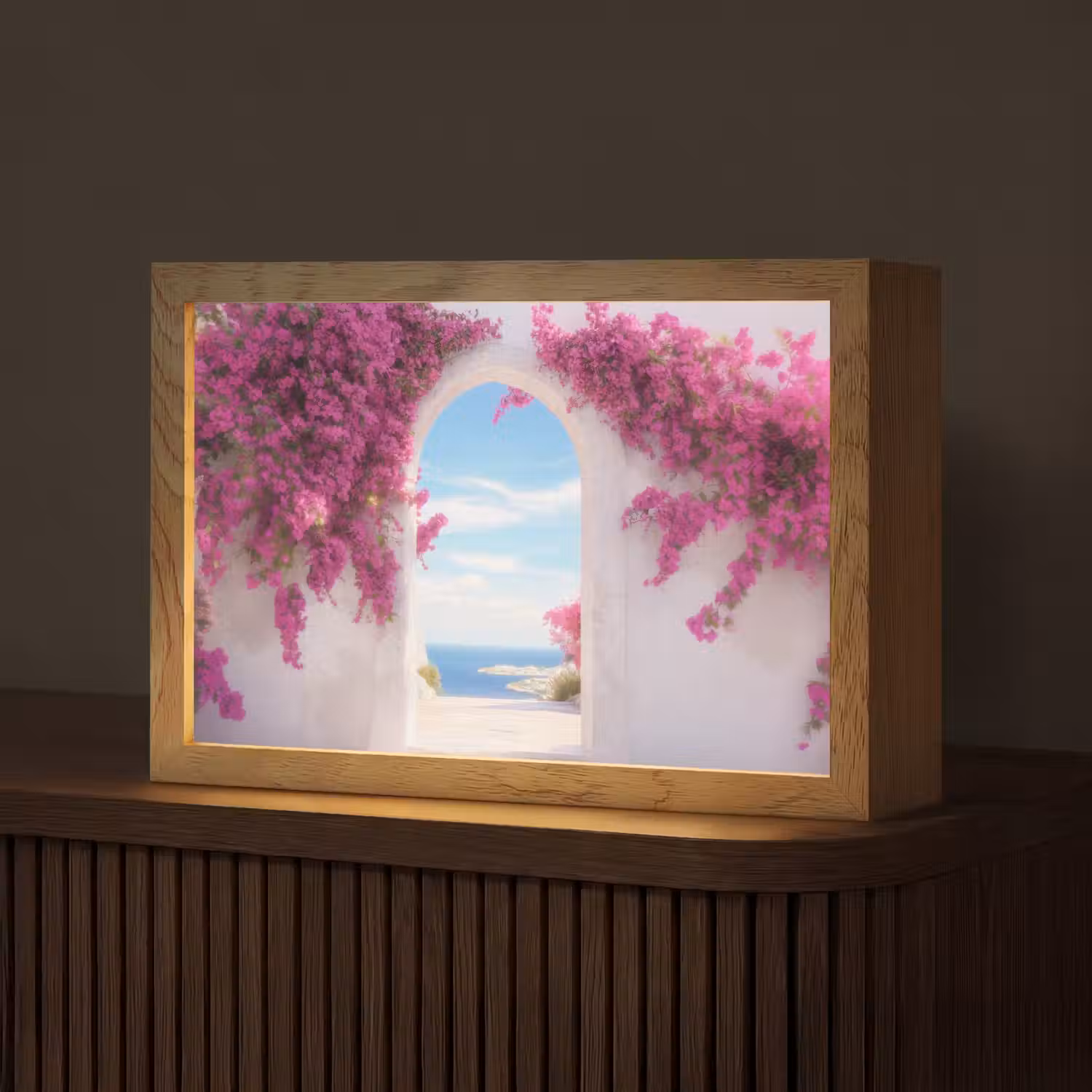Zee - Roze - Bloemen - Poort Light Box met kabel (Tafellamp) klein -z3d_website