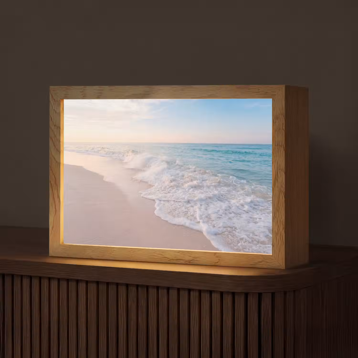 Zee - Golven - Strand - Natuur - Wit Light Box met kabel (Tafellamp) klein -z3d_website