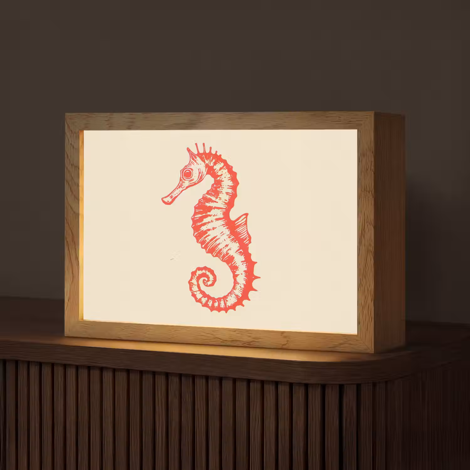 Zeepaardje - Rood - Fijne details Light Box met kabel (Tafellamp) klein -z3d_website