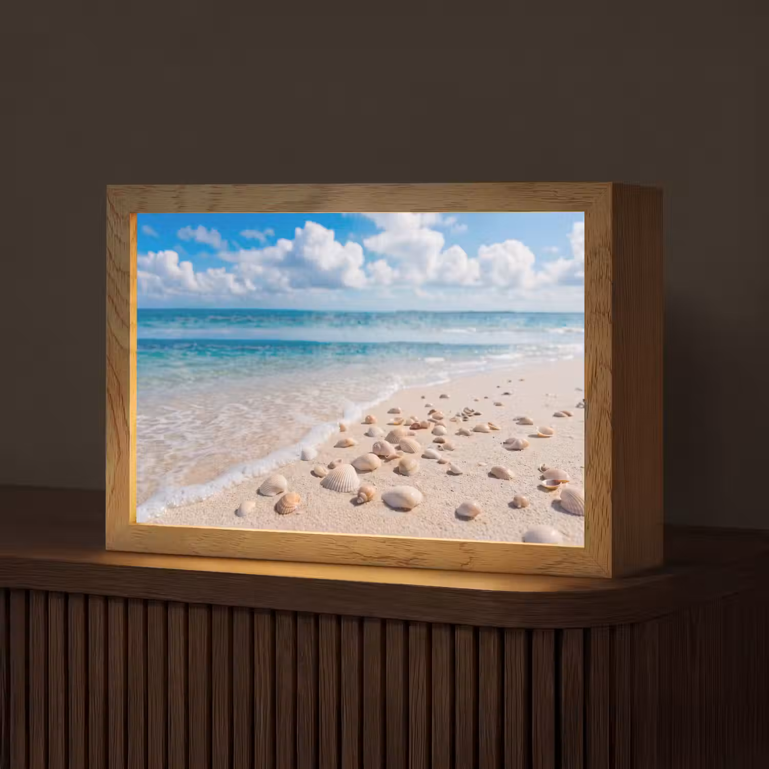 Schelpen - Strand - Natuur - Beige Light Box met kabel (Tafellamp) klein -z3d_website