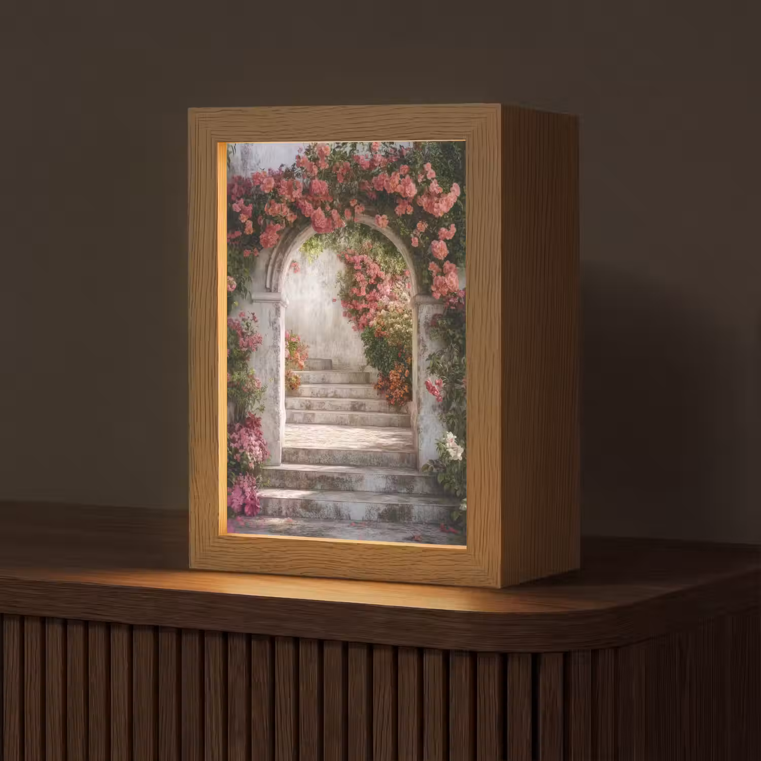 Doorkijk - Rozen - Vintage - Poort Light Box met kabel (Tafellamp) klein -z3d_website