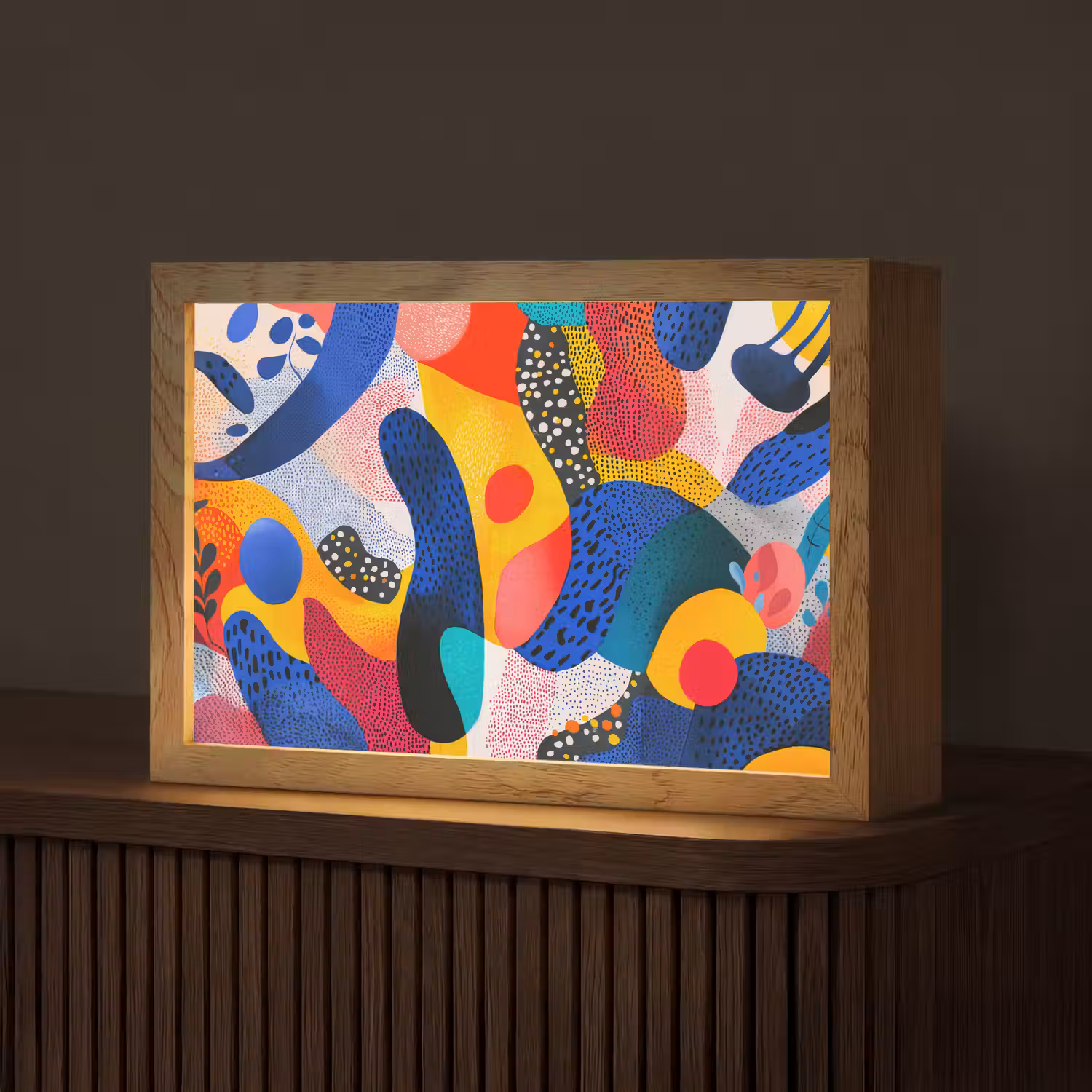 Vormen - Abstract - Stippels - Blauw Light Box met kabel (Tafellamp) klein -z3d_website