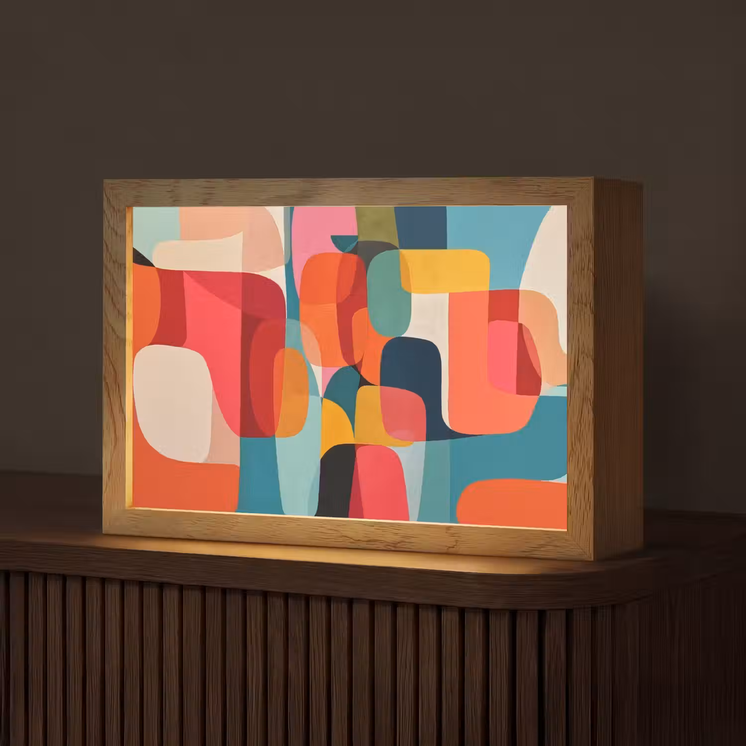 Vormen - Kleurrijk - Abstract - Vlakken Light Box met kabel (Tafellamp) klein -z3d_website