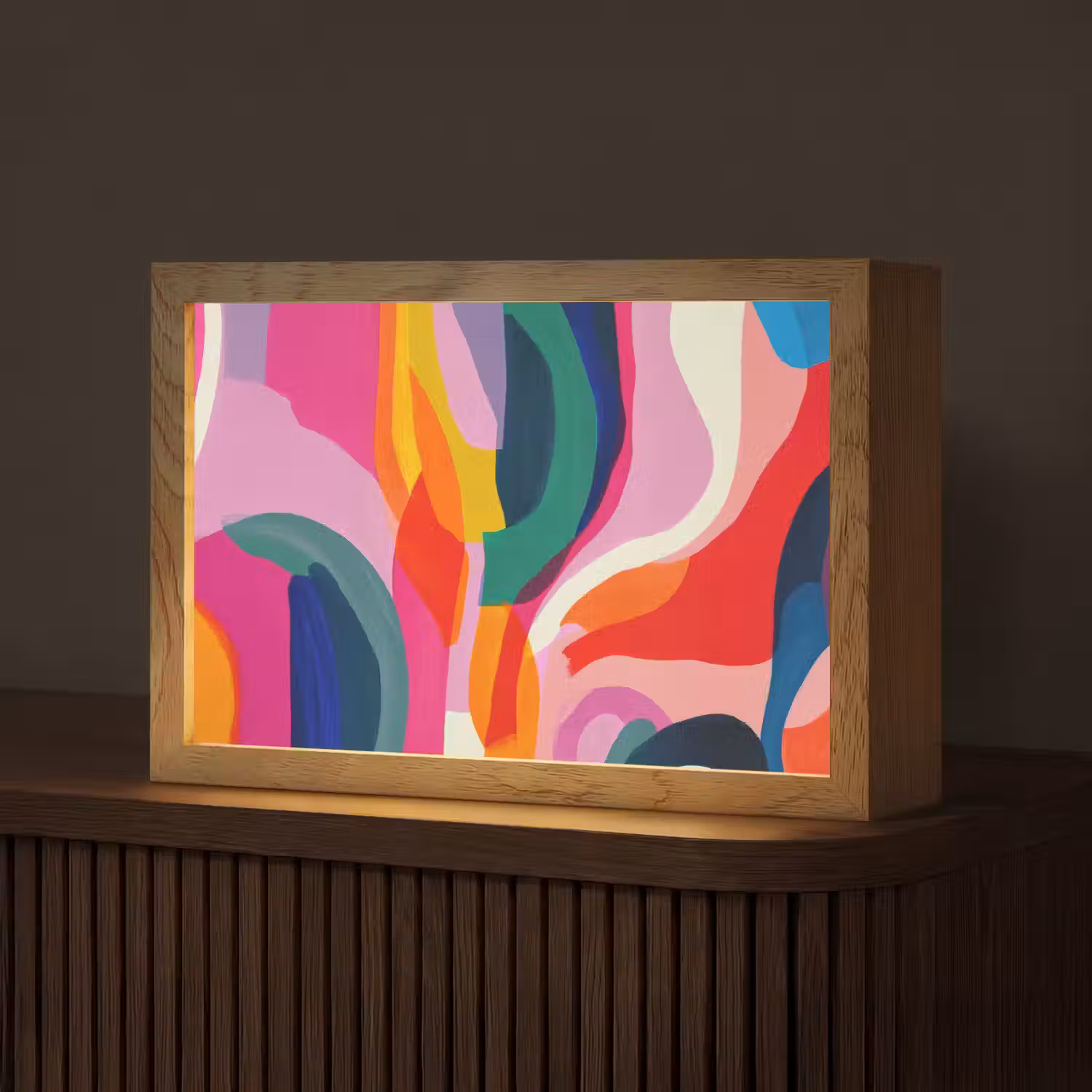 Vormen - Golvend - Abstract - Felroze Light Box met kabel (Tafellamp) klein -z3d_website