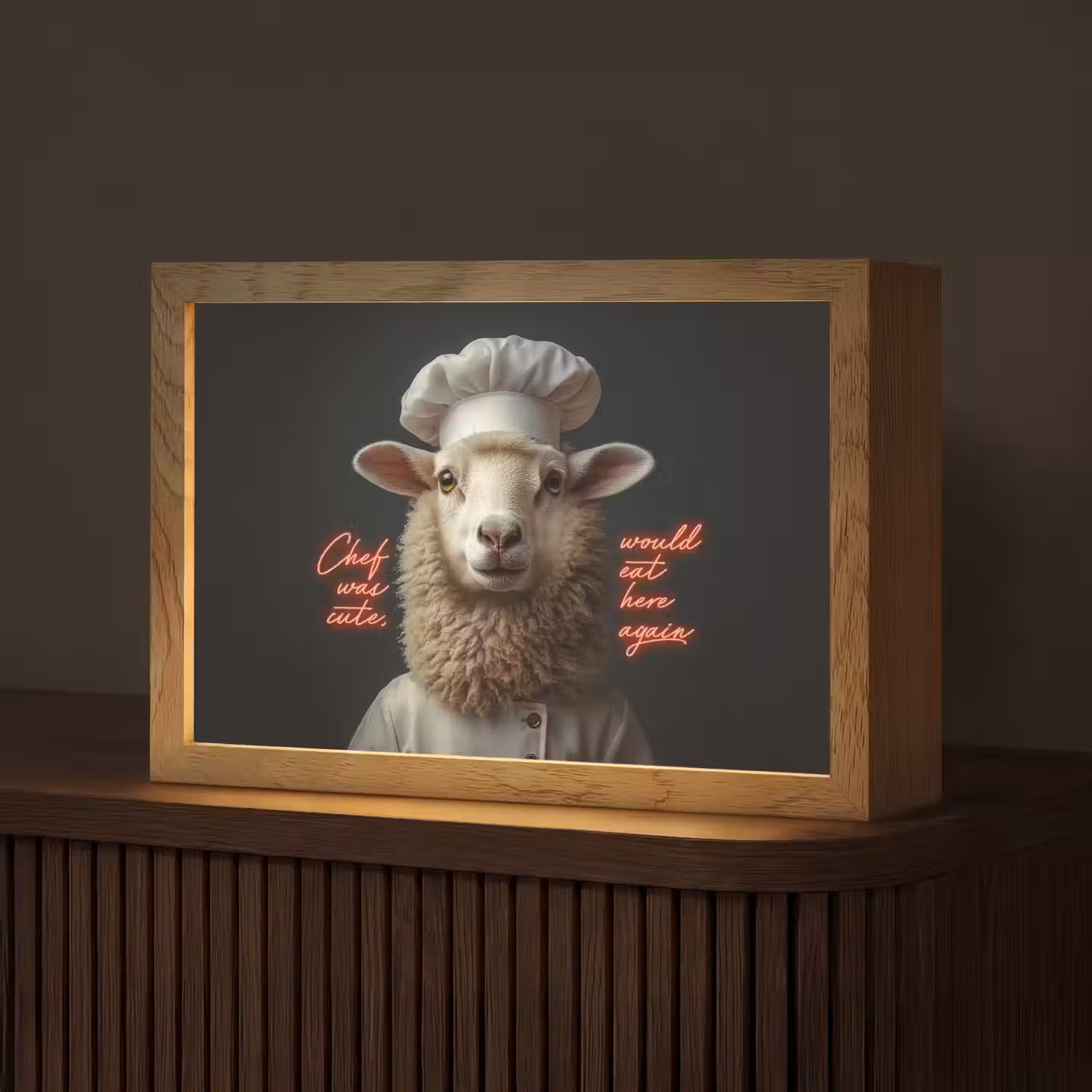 Schaap - Kokskleding - Neon - Quote Light Box met kabel (Tafellamp) klein -z3d_website