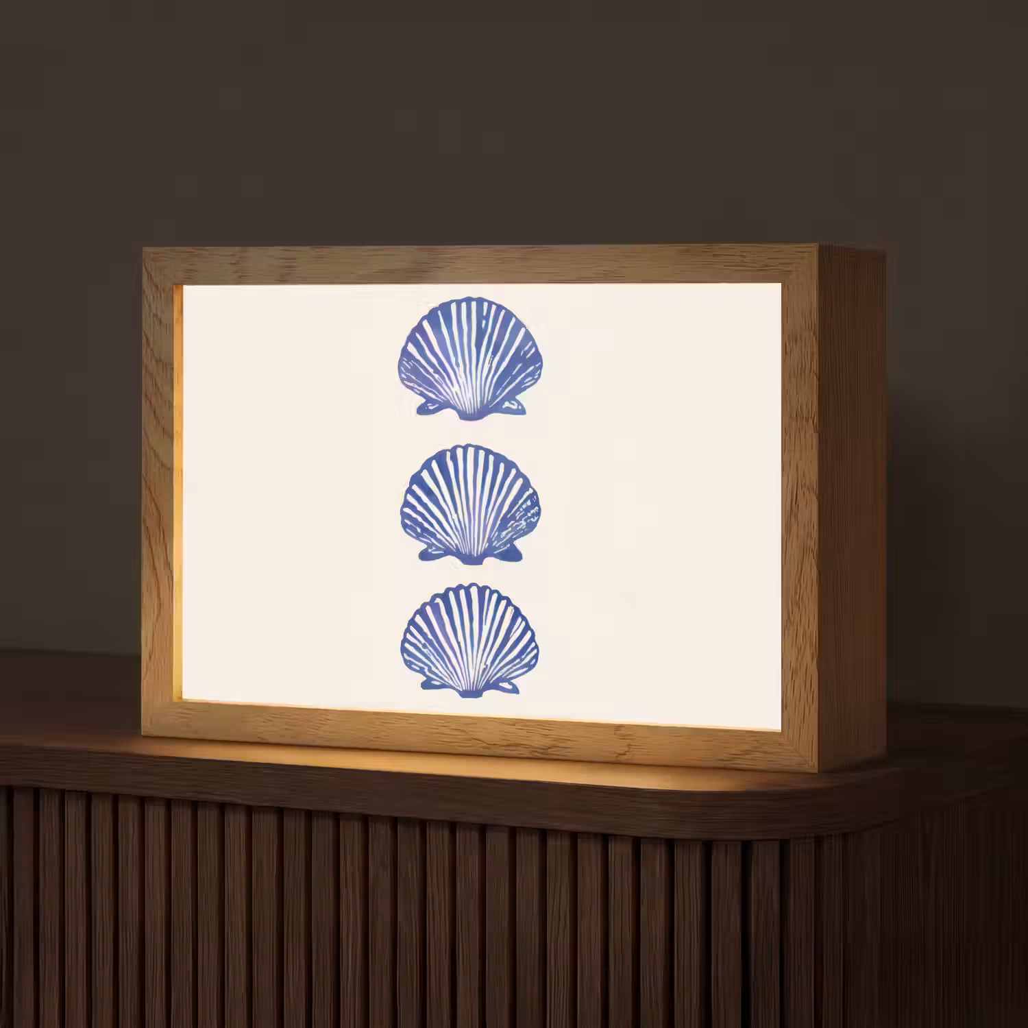 Schelpen - Blauw - Patroon Light Box met kabel (Tafellamp) klein -z3d_website