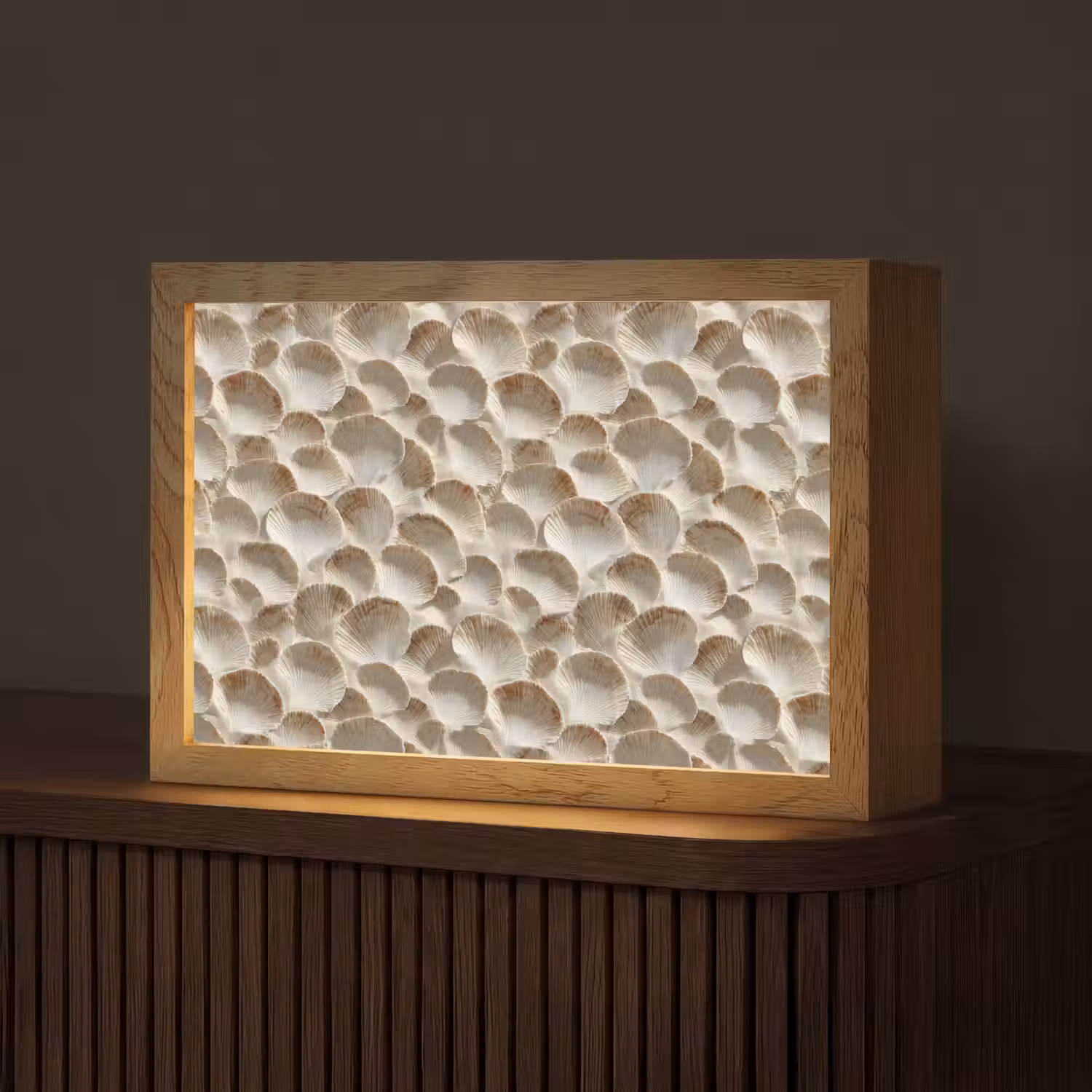 Schelpen - Waaiervorm - Wit Light Box met kabel (Tafellamp) klein 924 -z3d_website