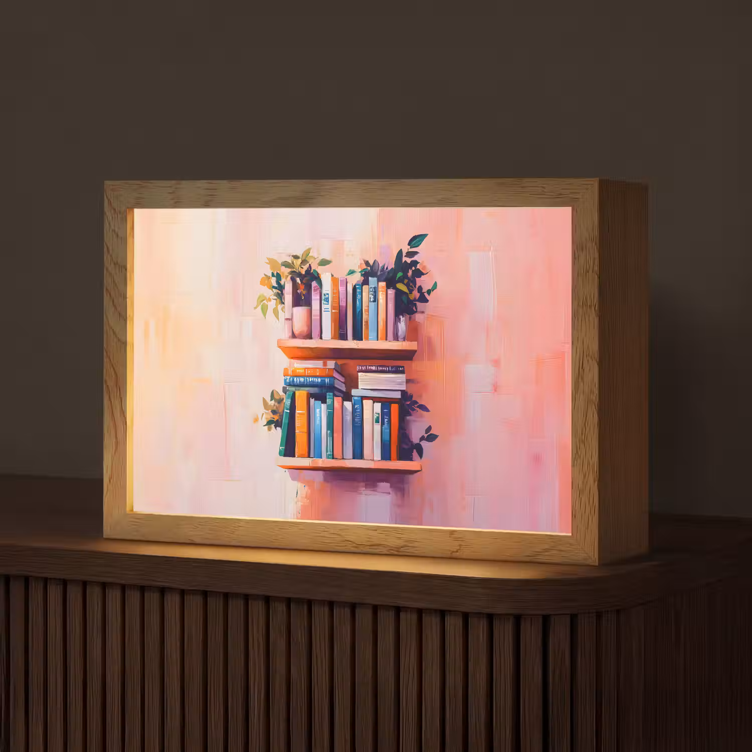Planken - Boeken - Bladeren Light Box met kabel (Tafellamp) klein -z3d_website