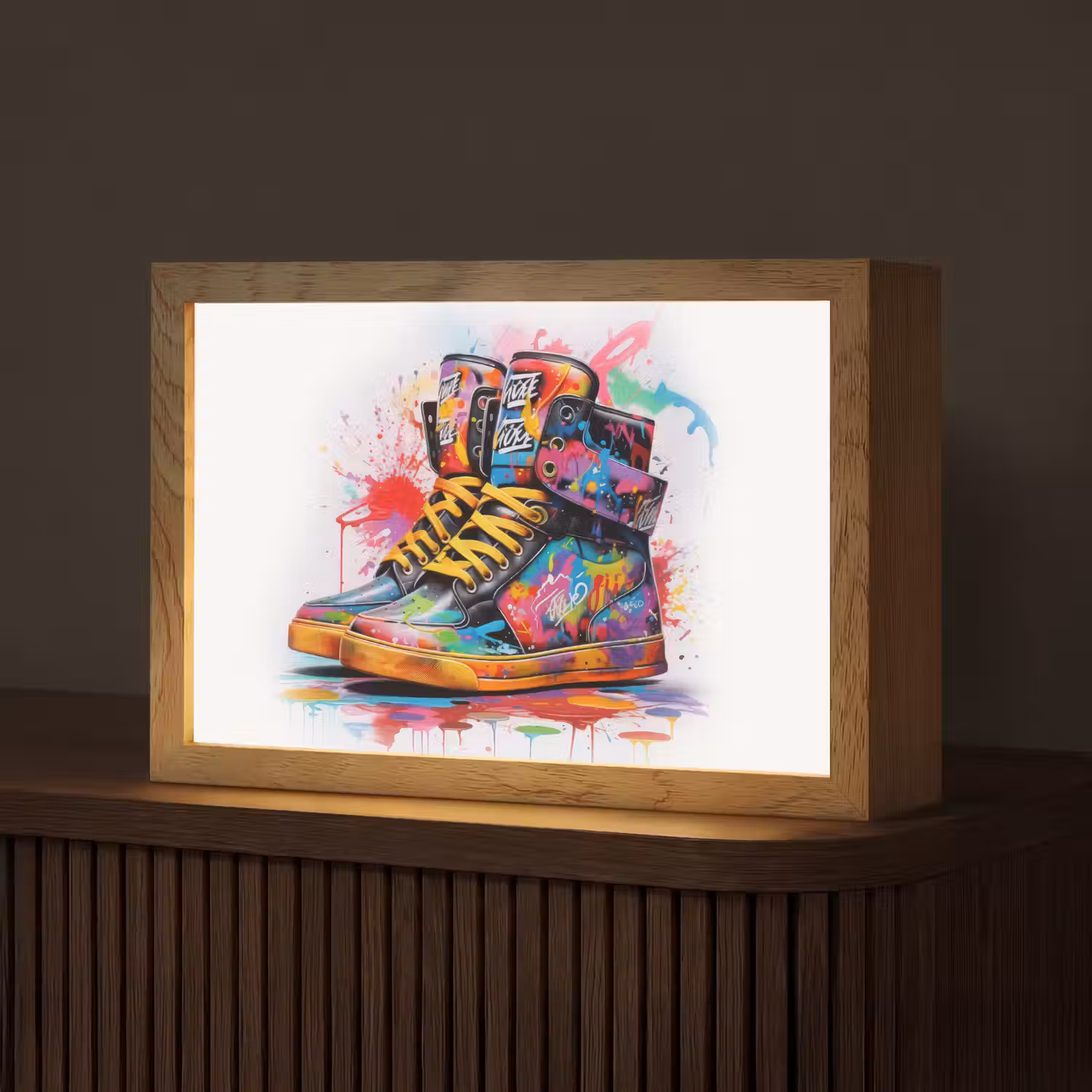 Schoenen - Graffiti - Wit - Kleuren Light Box met kabel (Tafellamp) klein -z3d_website