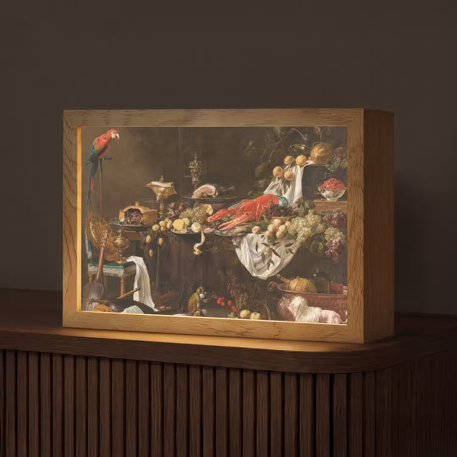 Pronkstilleven - Adriaen van Utrecht - Olieverf Light Box met kabel (Tafellamp) klein -z3d_website