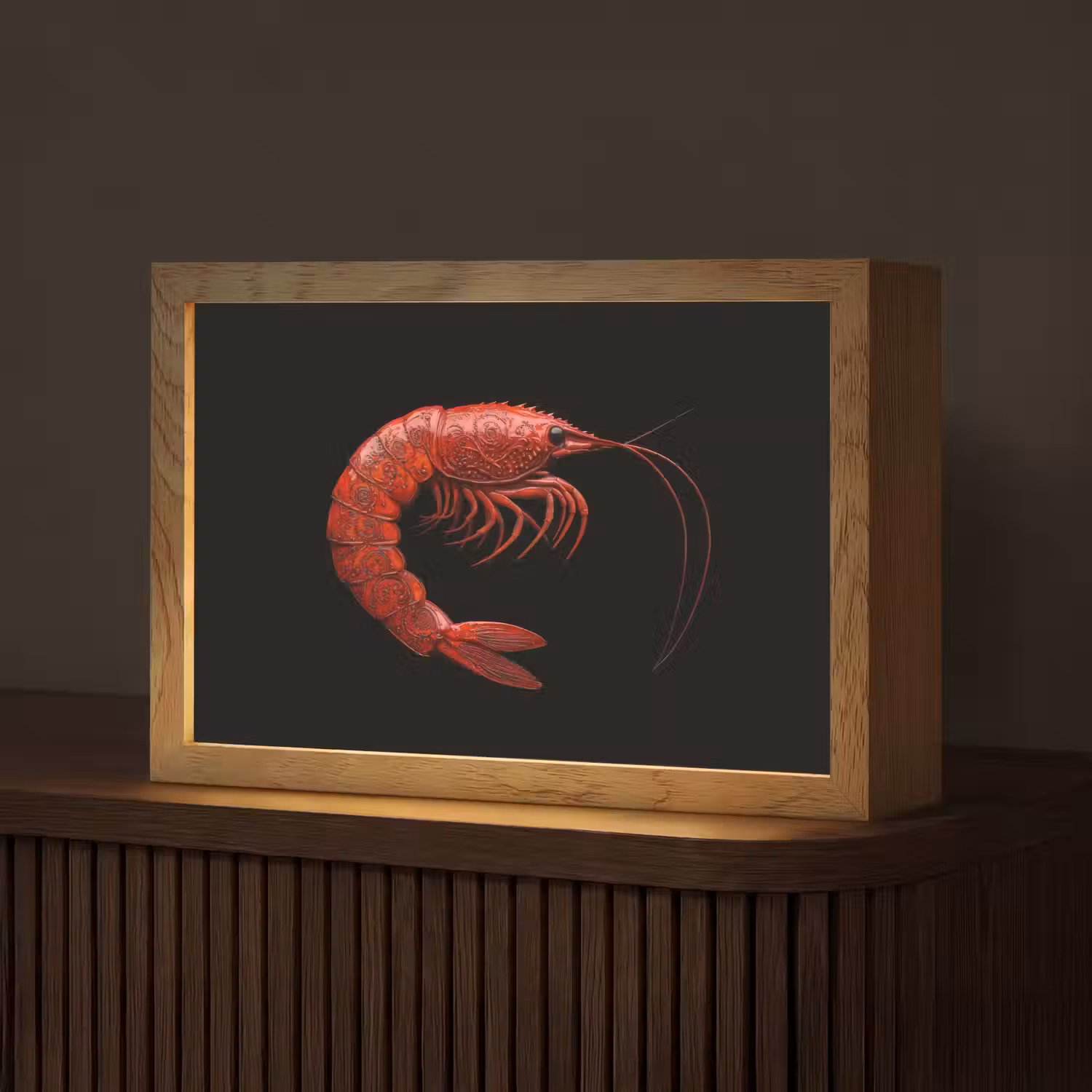 Garnaal - Rood - Dieren Light Box met kabel (Tafellamp) klein -z3d_website