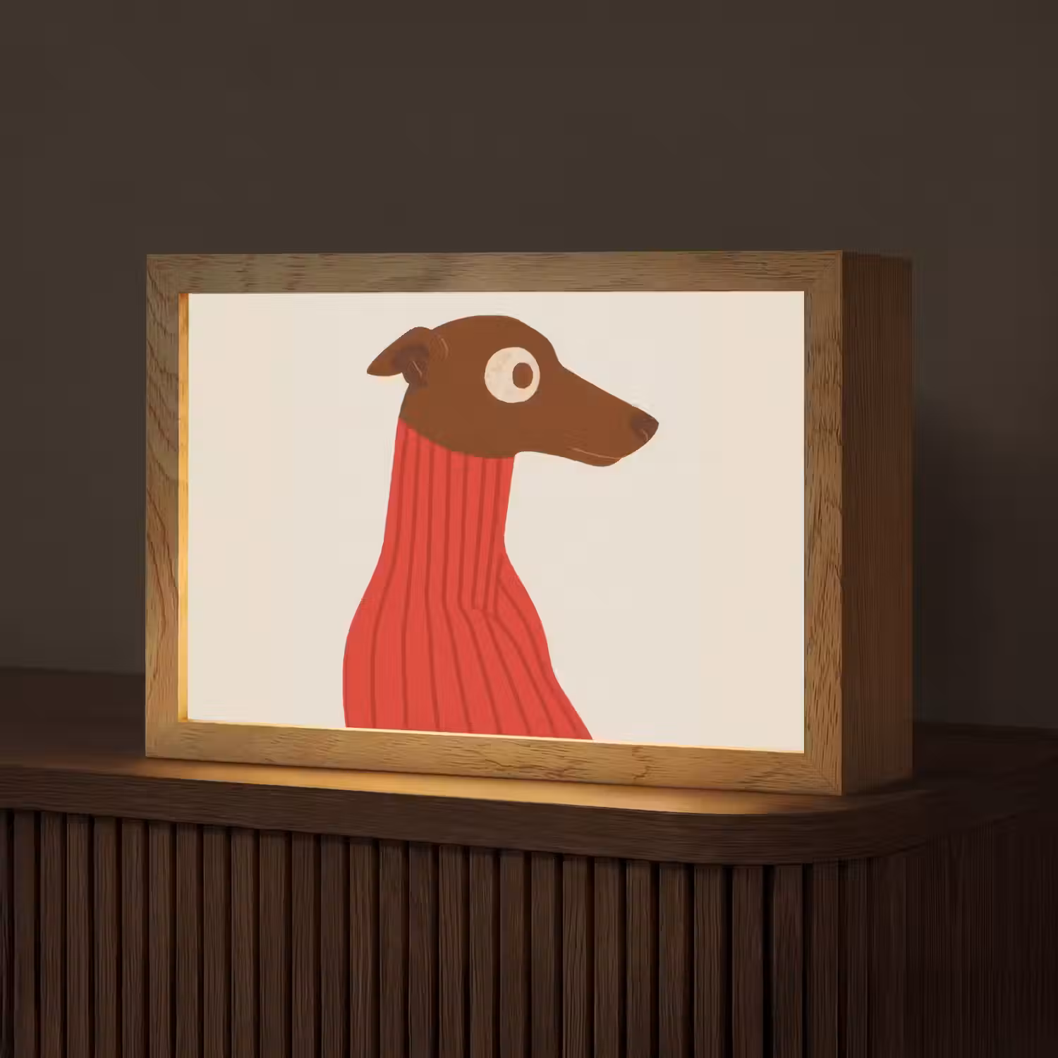 Silhouet - Hond - Trui - Rood Light Box met kabel (Tafellamp) klein -z3d_website