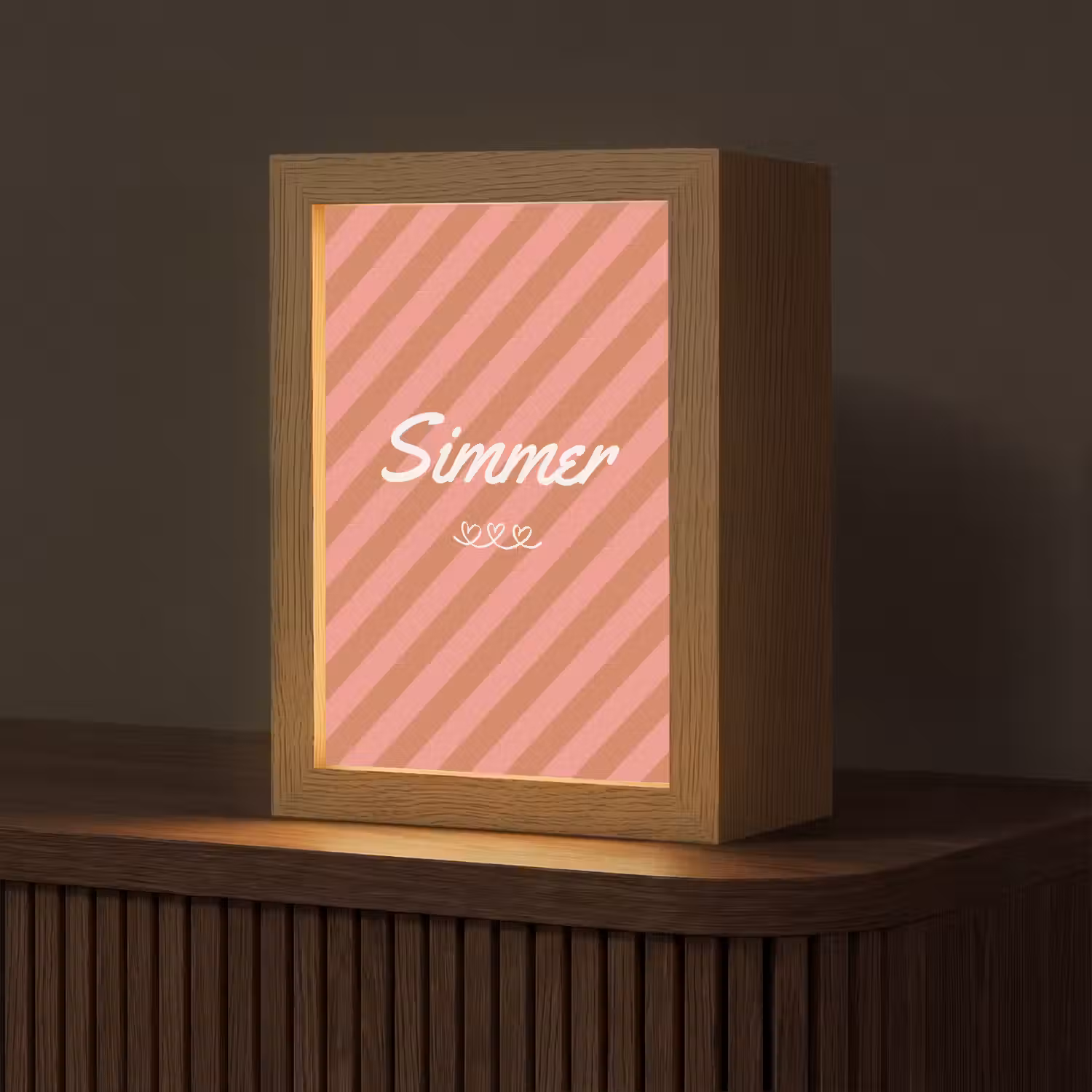 Simmer - Hartjes - Strepen - Roze Light Box met kabel (Tafellamp) klein -z3d_website