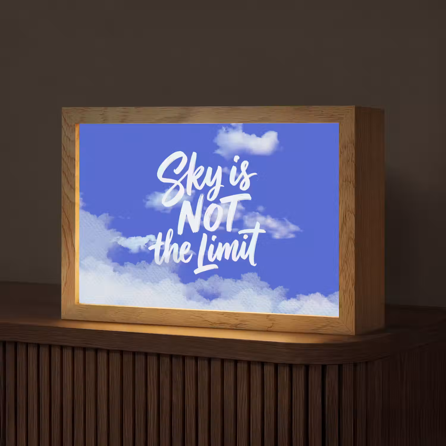 Sky is not the limit - Blauwe lucht - Wolken Light Box met kabel (Tafellamp) klein -z3d_website