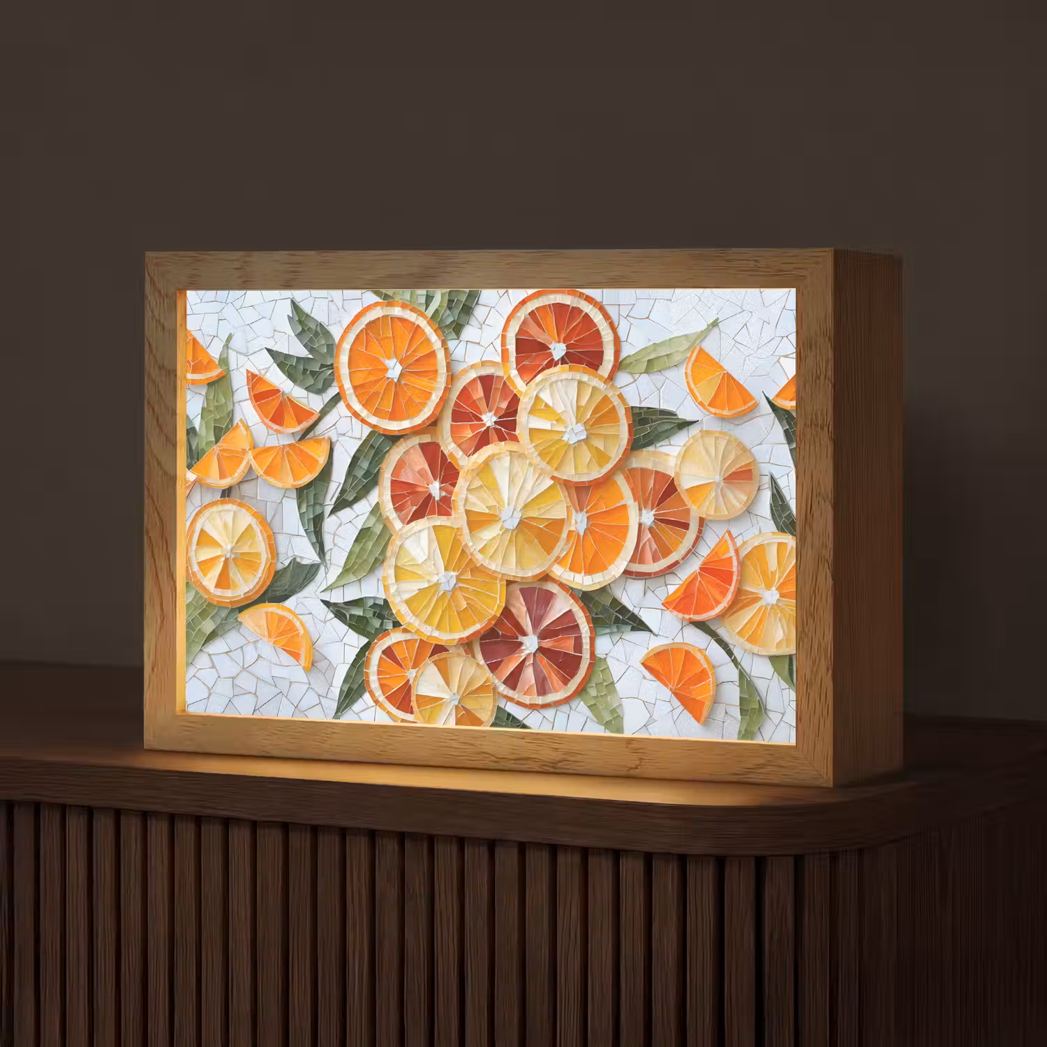 Schijfjes - Fruit - Oranje - Mozaïek Light Box met kabel (Tafellamp) klein -z3d_website