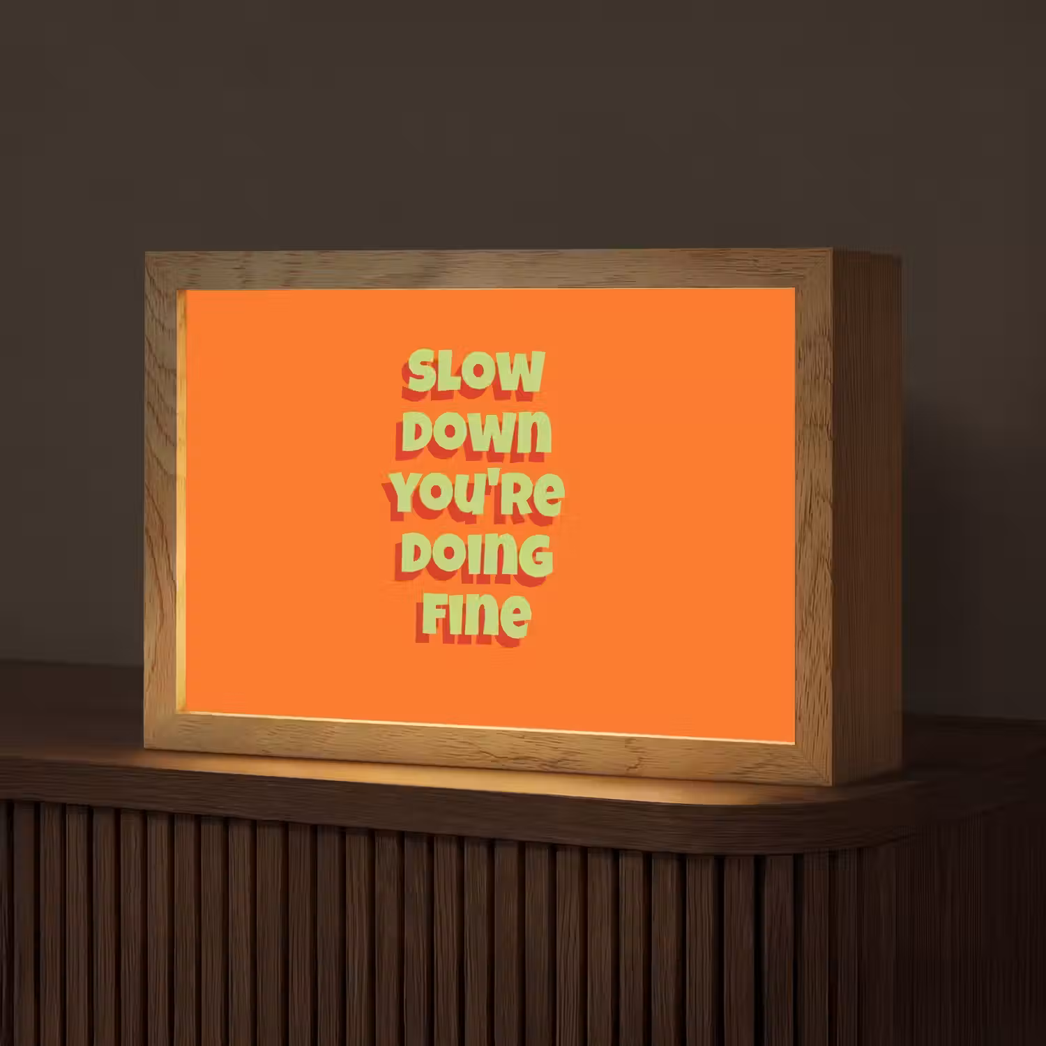 Slow down you're doing fine - Oranje - Simple Light Box met kabel (Tafellamp) klein -z3d_website