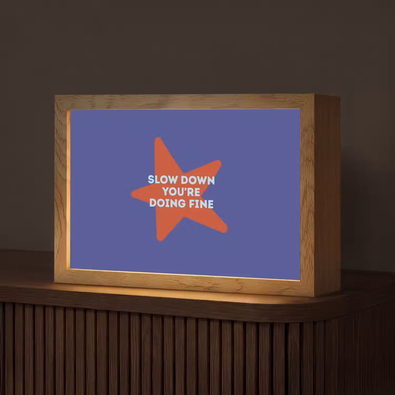 Slow down you're doing fine - Ster - Blauw Light Box met kabel (Tafellamp) klein -z3d_website
