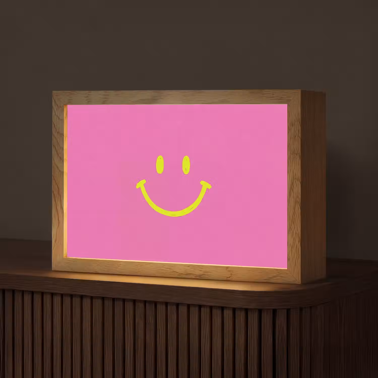 Smiley - Vrolijk - Roze Light Box met kabel (Tafellamp) klein -z3d_website