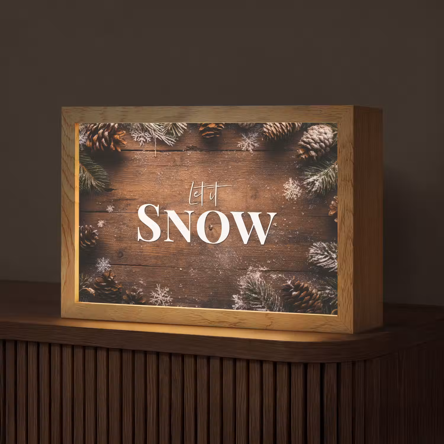 Sneeuw - Houtlook - Quote - Let it snow Light Box met kabel (Tafellamp) klein -z3d_website