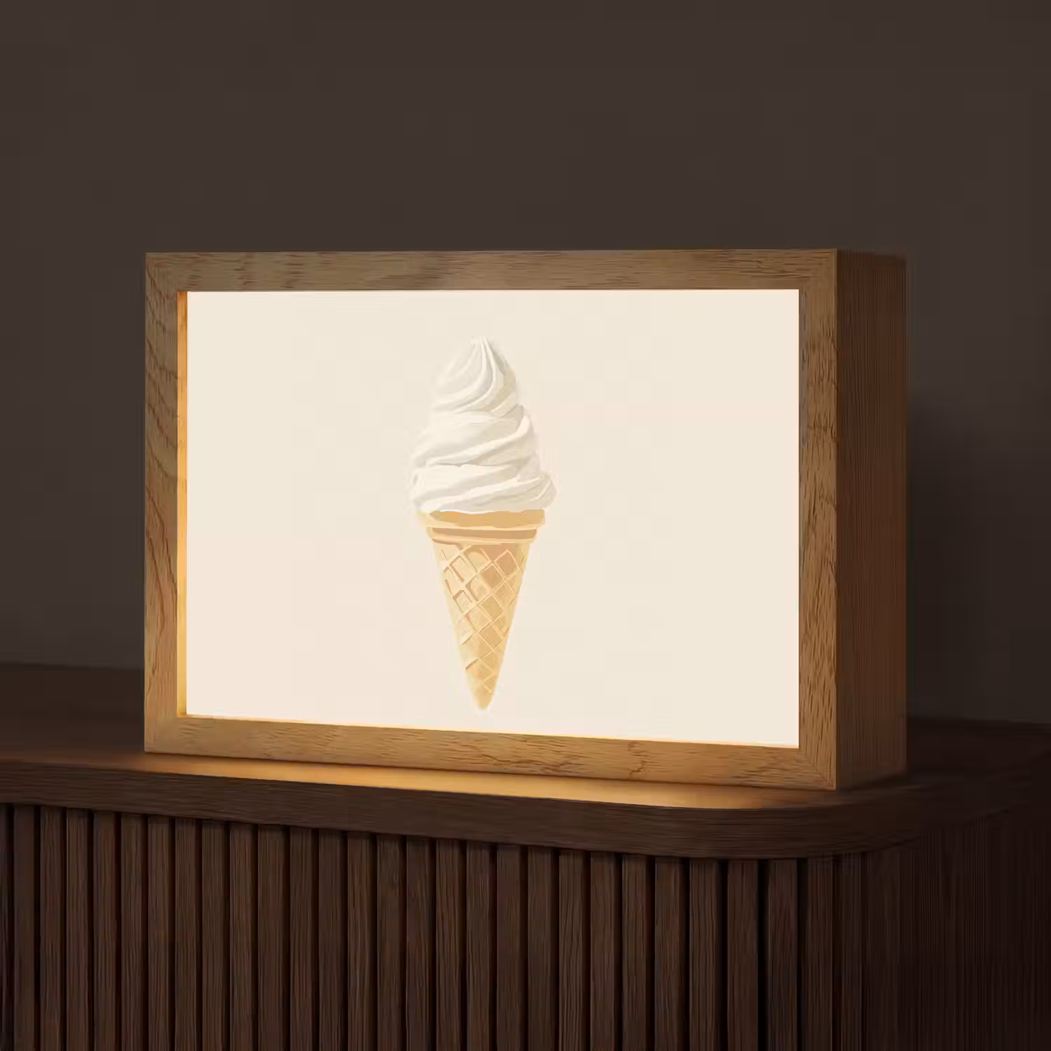 Softijs - Hoorntje - Wit Light Box met kabel (Tafellamp) klein -z3d_website
