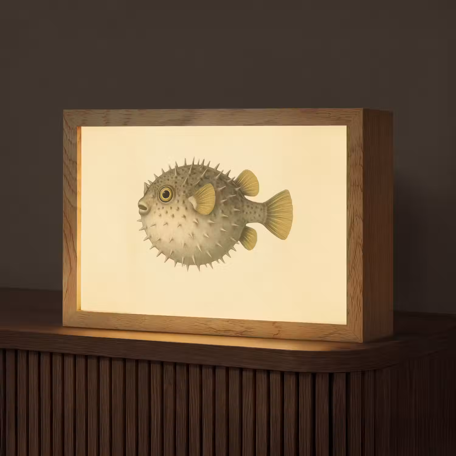 Stekels - Vis - Opgeblazen - Bruin Light Box met kabel (Tafellamp) klein -z3d_website