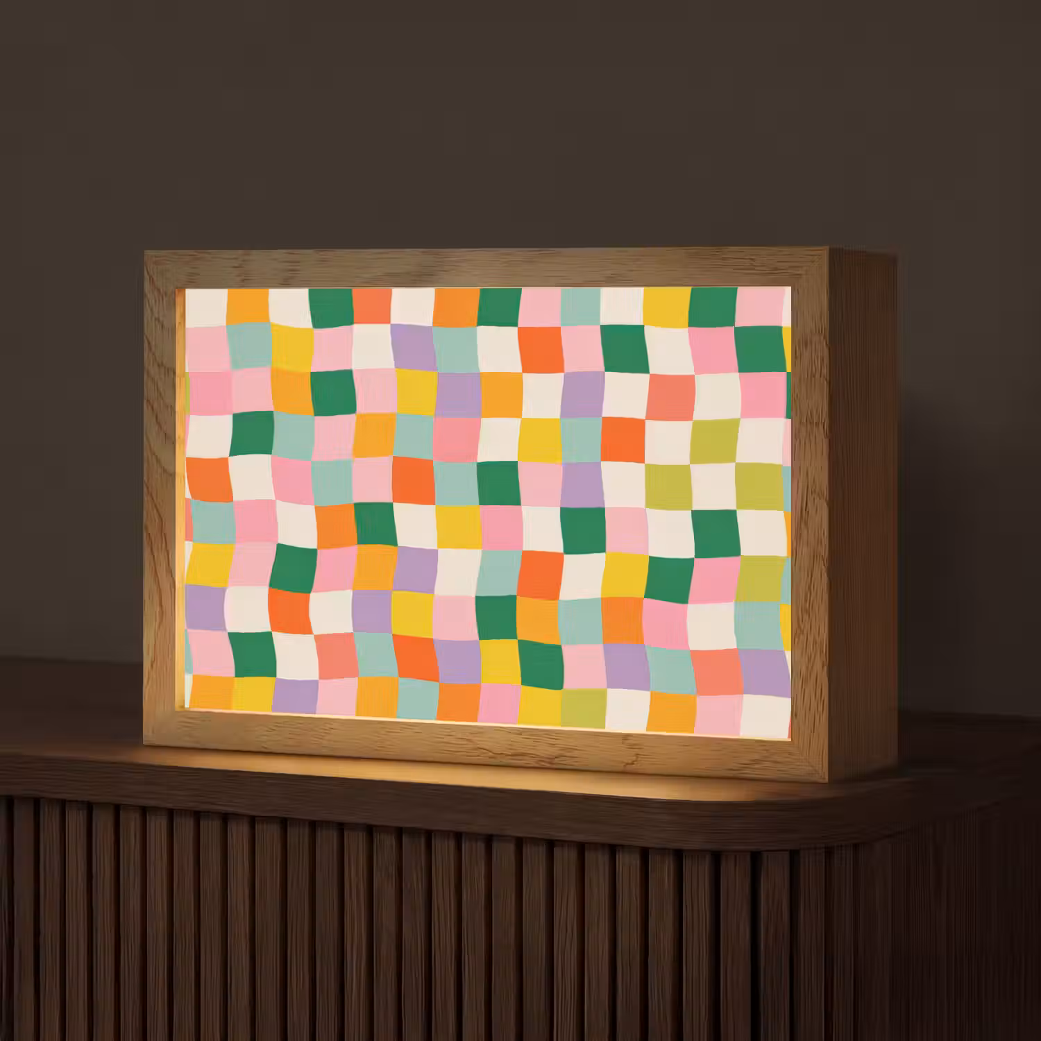 Vierkanten - Kleurrijk - Golvend Light Box met kabel (Tafellamp) klein -z3d_website