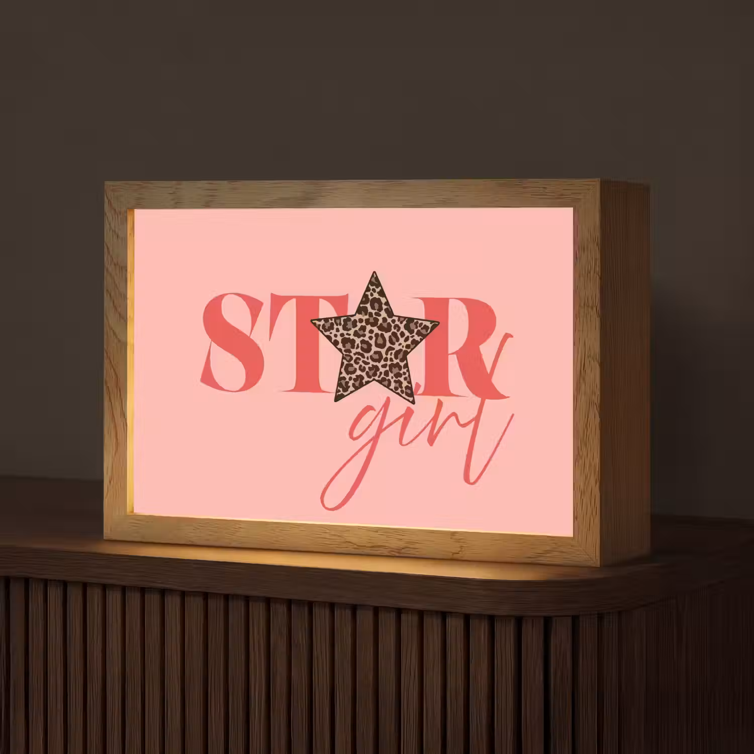Star girl - Roze - Panter - Ster Light Box met kabel (Tafellamp) klein -z3d_website