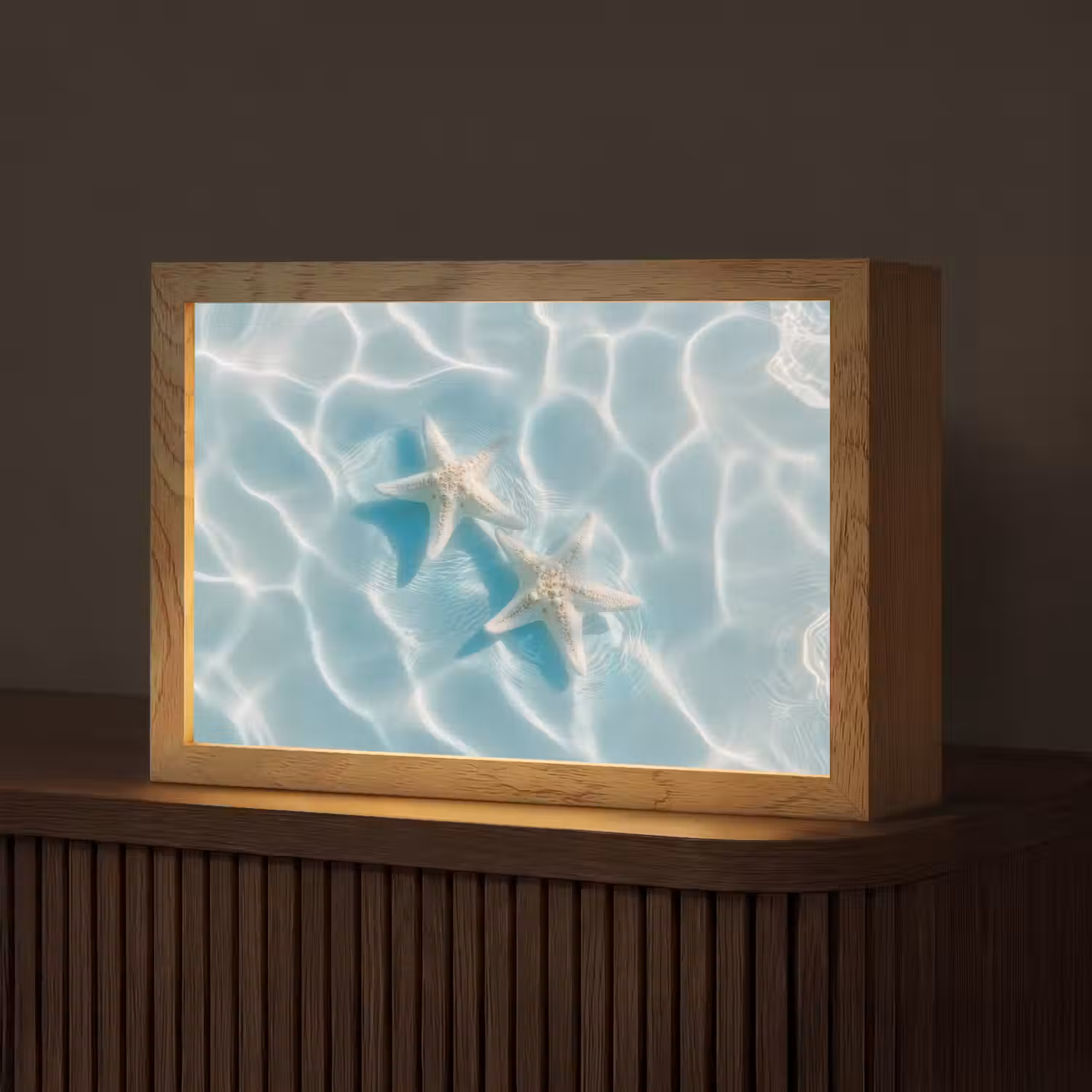 Zeesterren - Golvend water - Rustgevend Light Box met kabel (Tafellamp) klein -z3d_website
