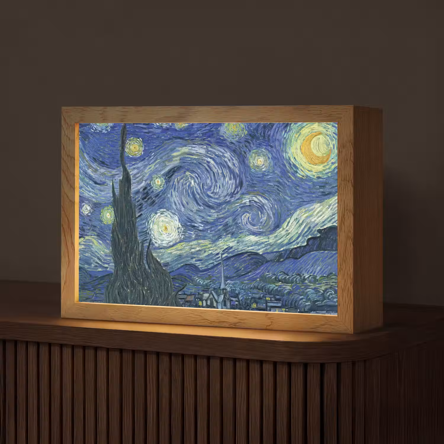 Sterrennacht - Schilderij - Oude meesters - Vincent van Gogh Light Box met kabel (Tafellamp) klein -z3d_website