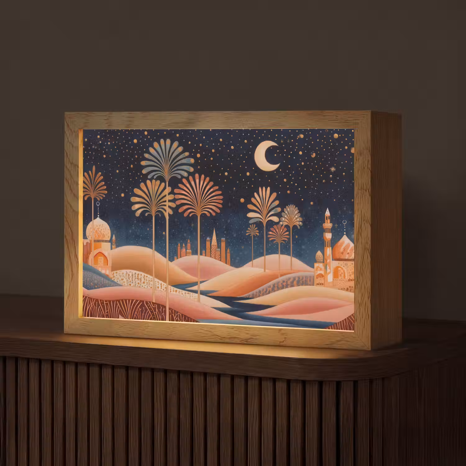 Sterrenhemel - Palmen - Rivier Light Box met kabel (Tafellamp) klein -z3d_website